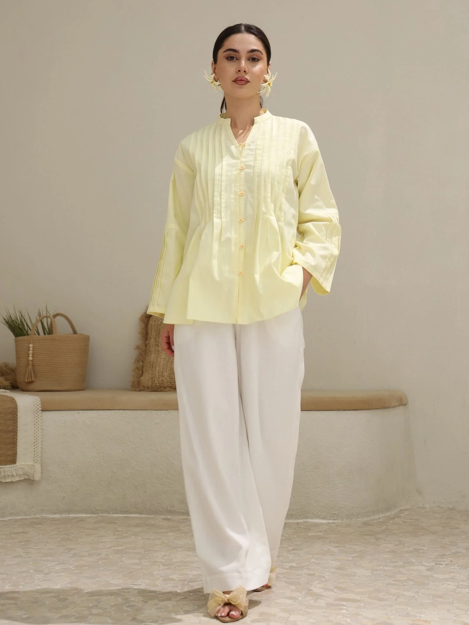 Fielle Butter Yellow Cotton Shirt - Image 2