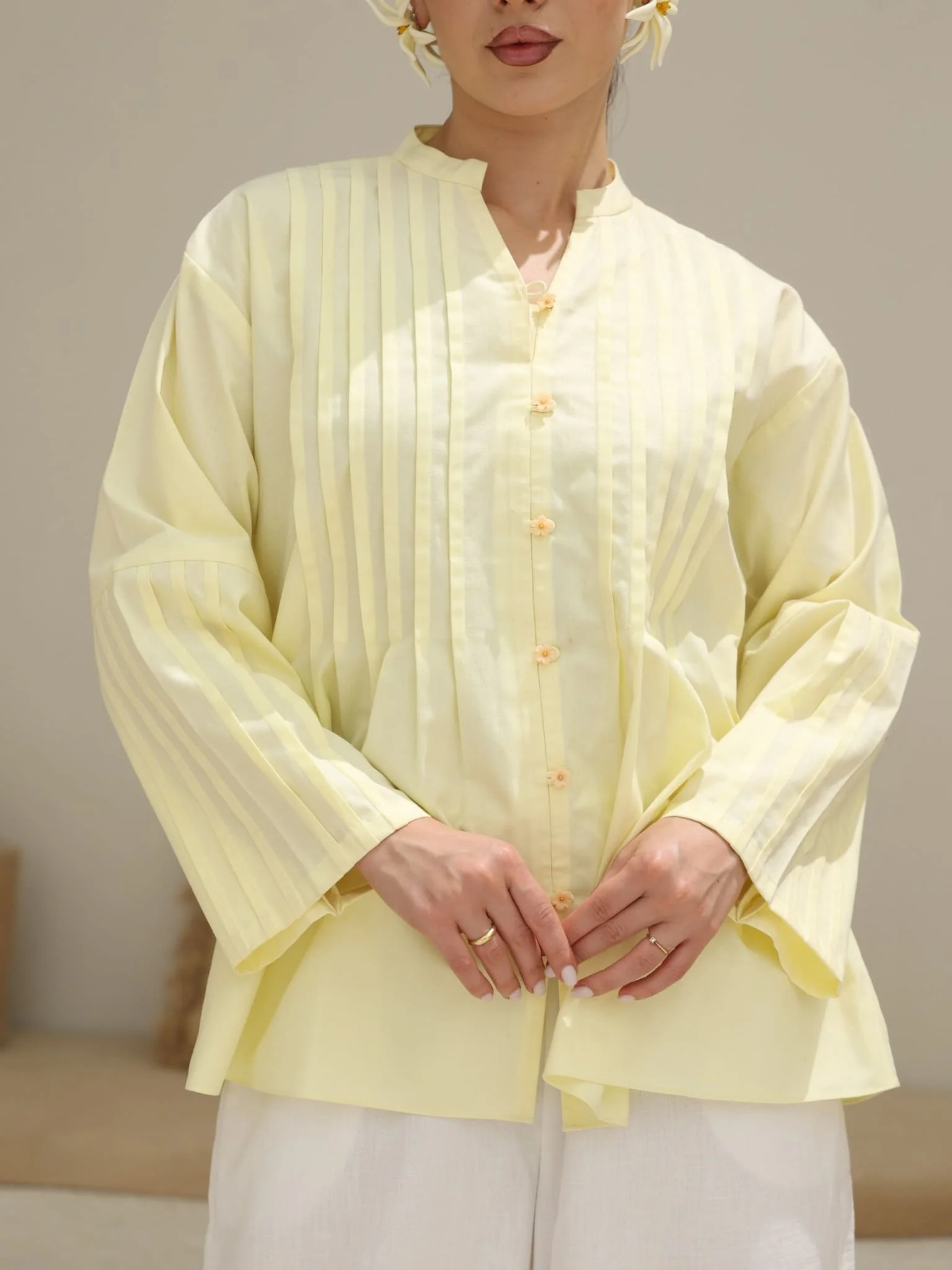 Fielle Butter Yellow Cotton Shirt - Image 4