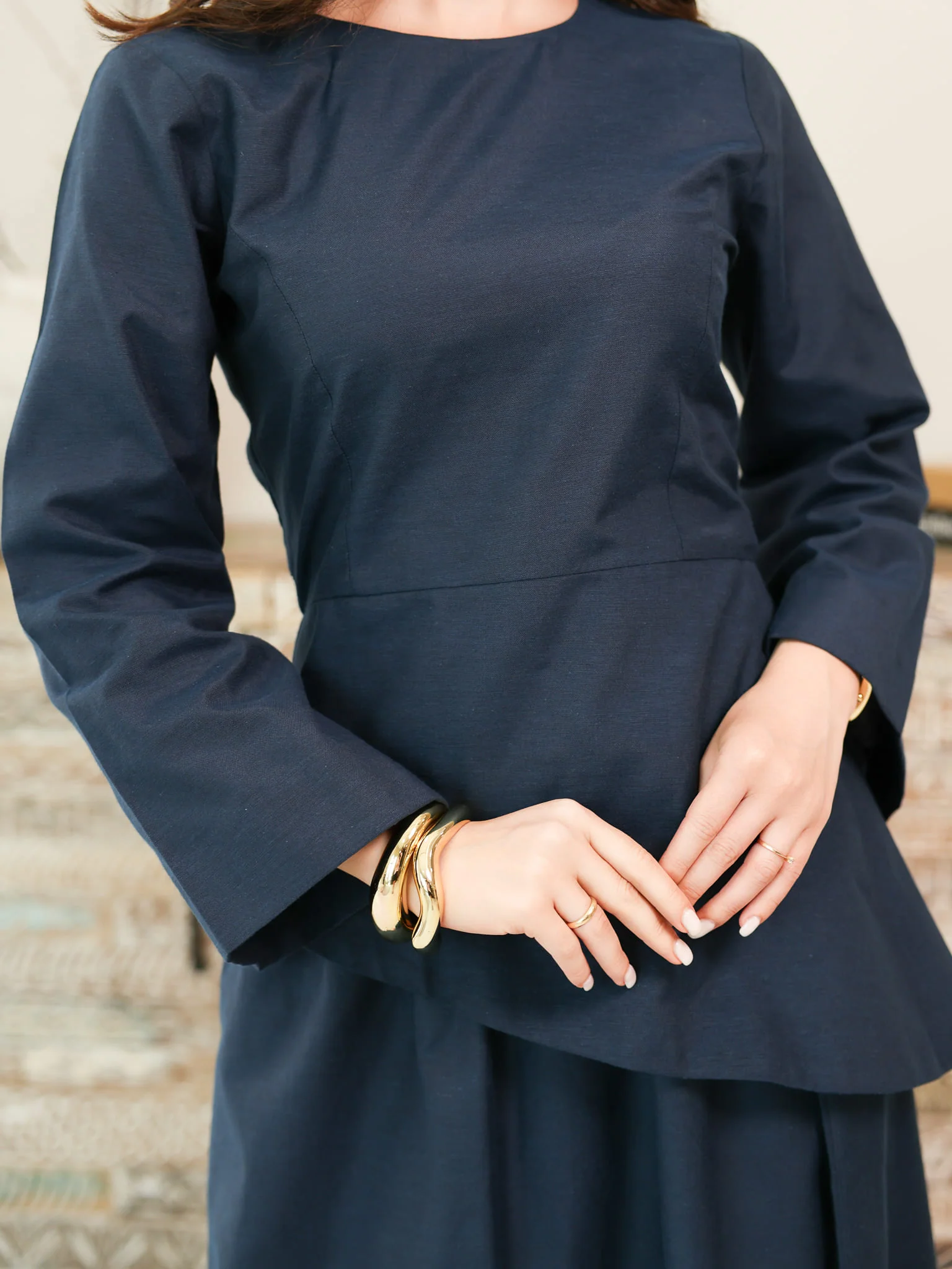 Finae Dark Blue Skirt And Shirt Set - Image 2