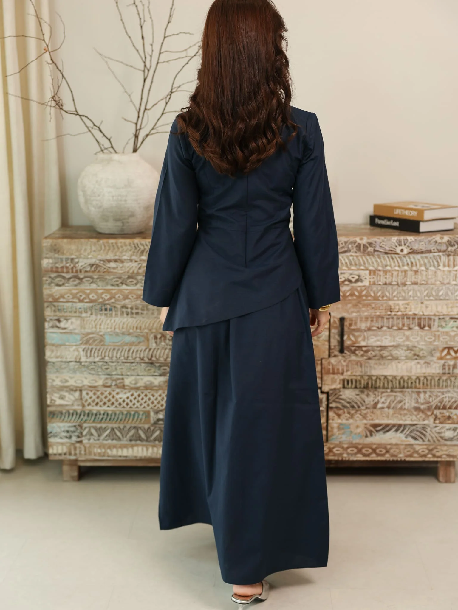 Finae Dark Blue Skirt And Shirt Set - Image 3