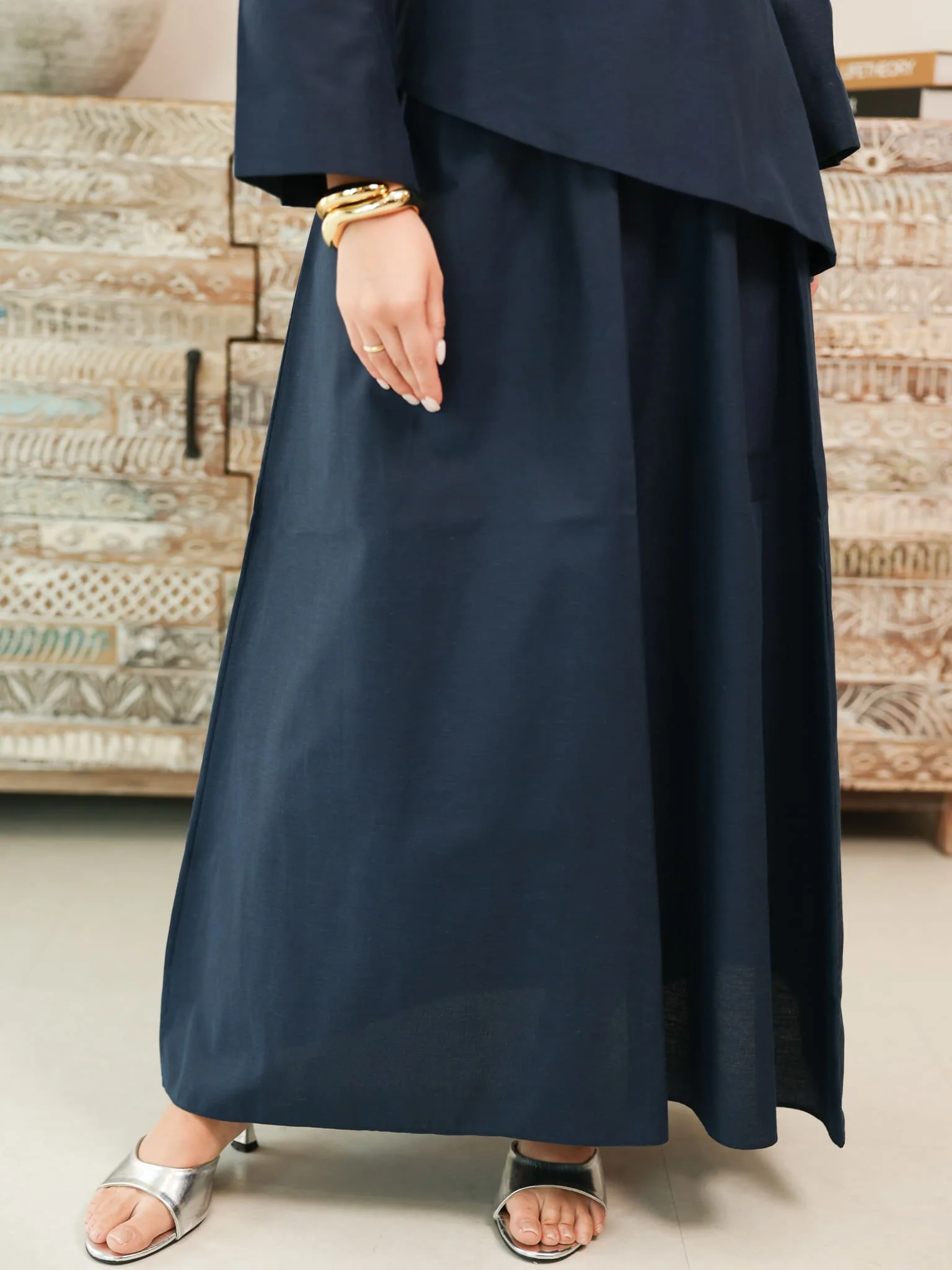 Finae Dark Blue Skirt And Shirt Set - Image 4