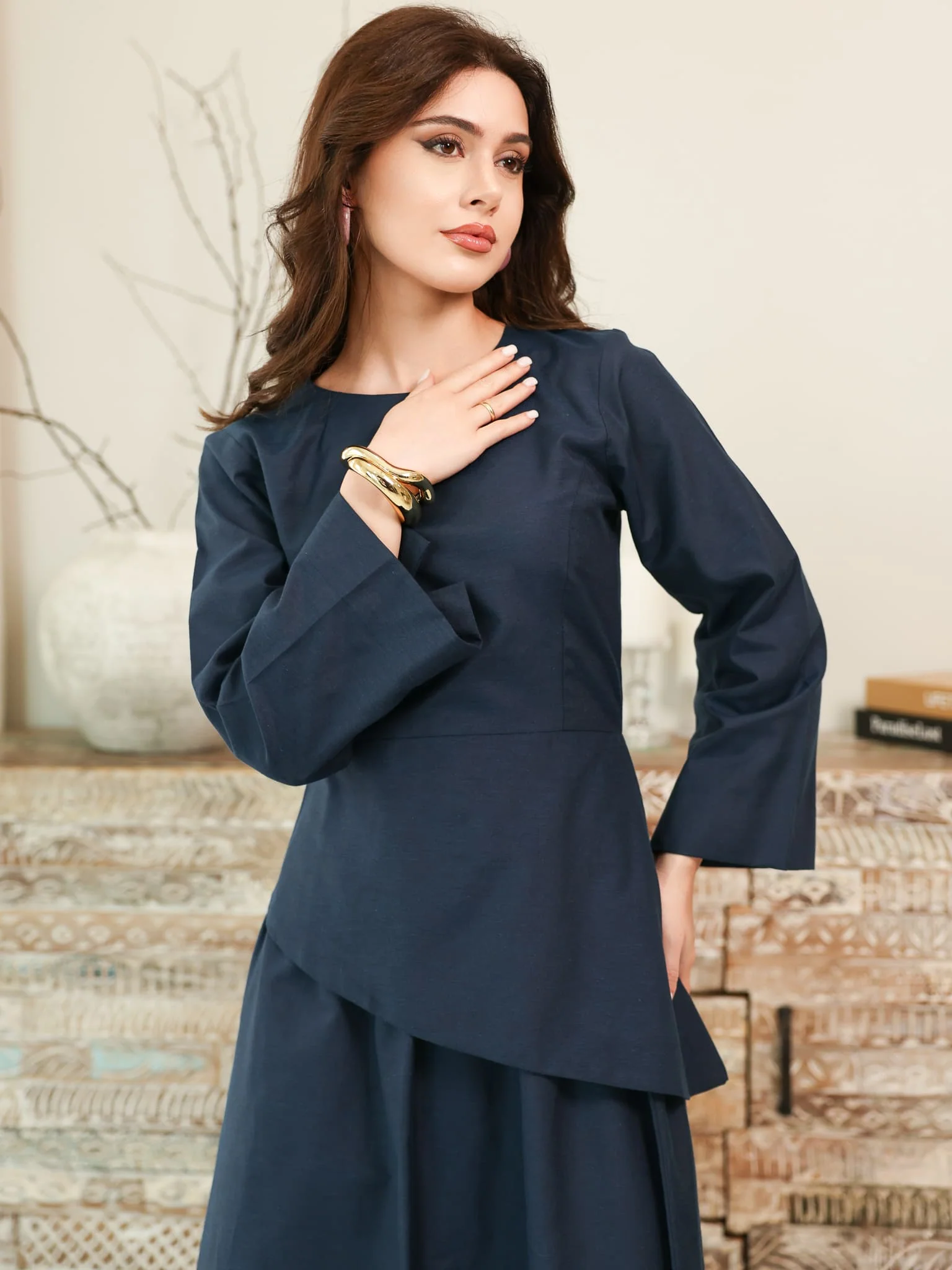 Finae Dark Blue Skirt And Shirt Set - Image 7