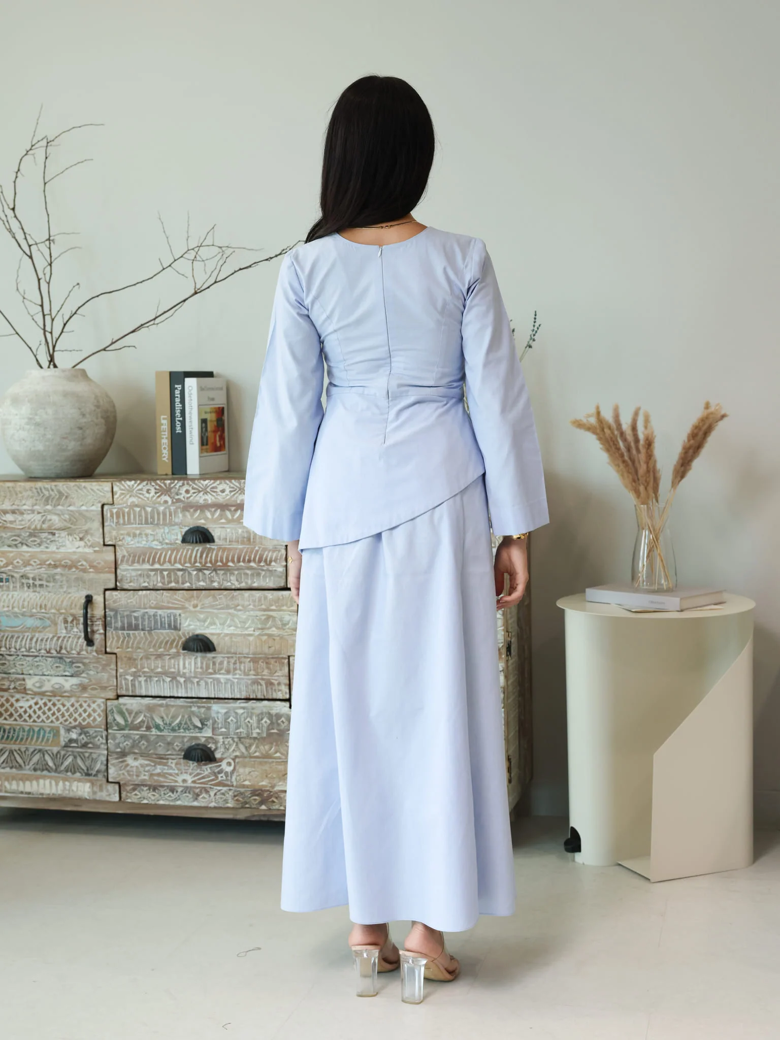 Finae Pastel Blue Skirt And Shirt Set - Image 3