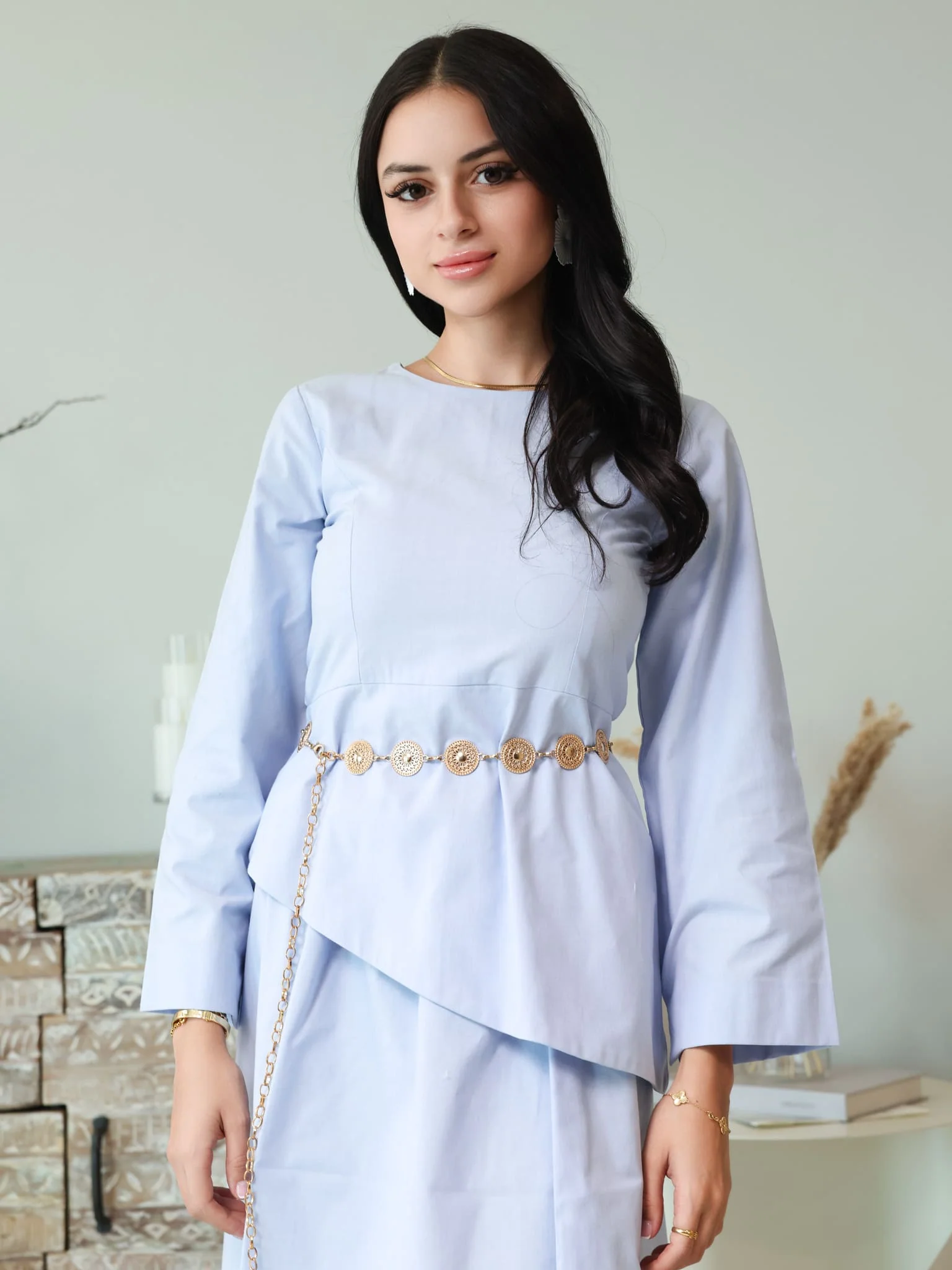 Finae Pastel Blue Skirt And Shirt Set - Image 7