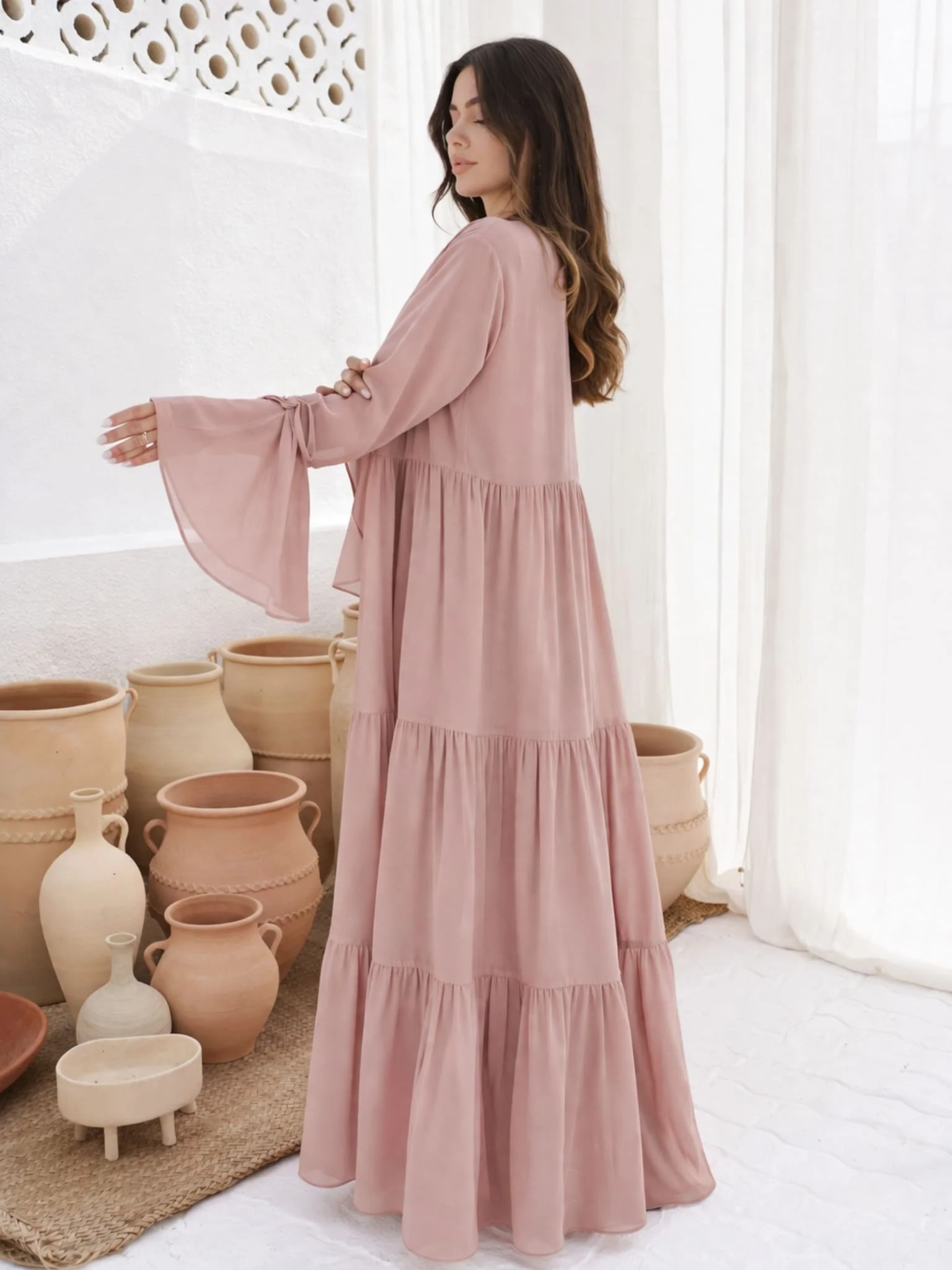 Fiora Beige Dress And Upper - Image 3
