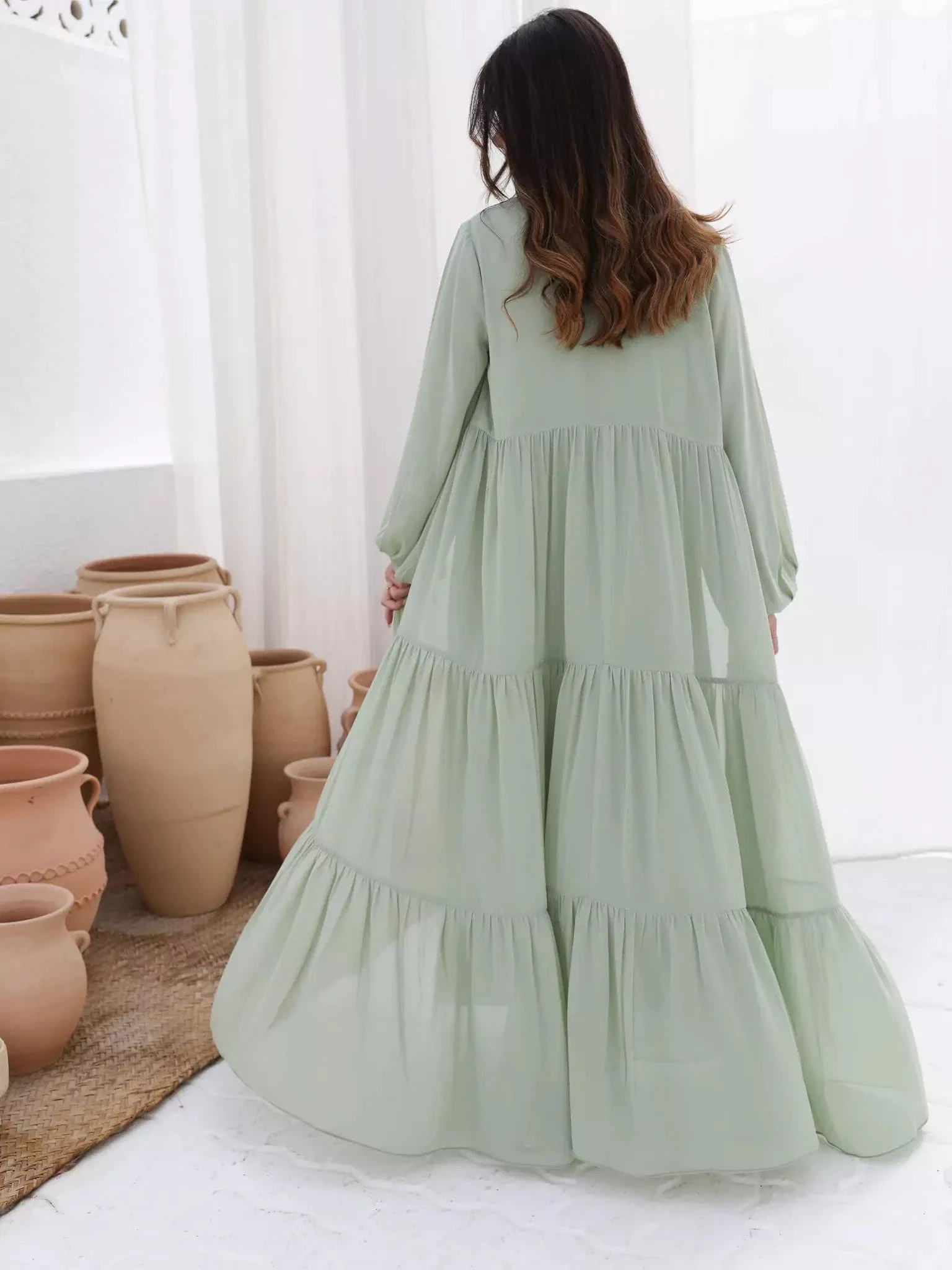 Fiora Green Dress and Upper - Image 3