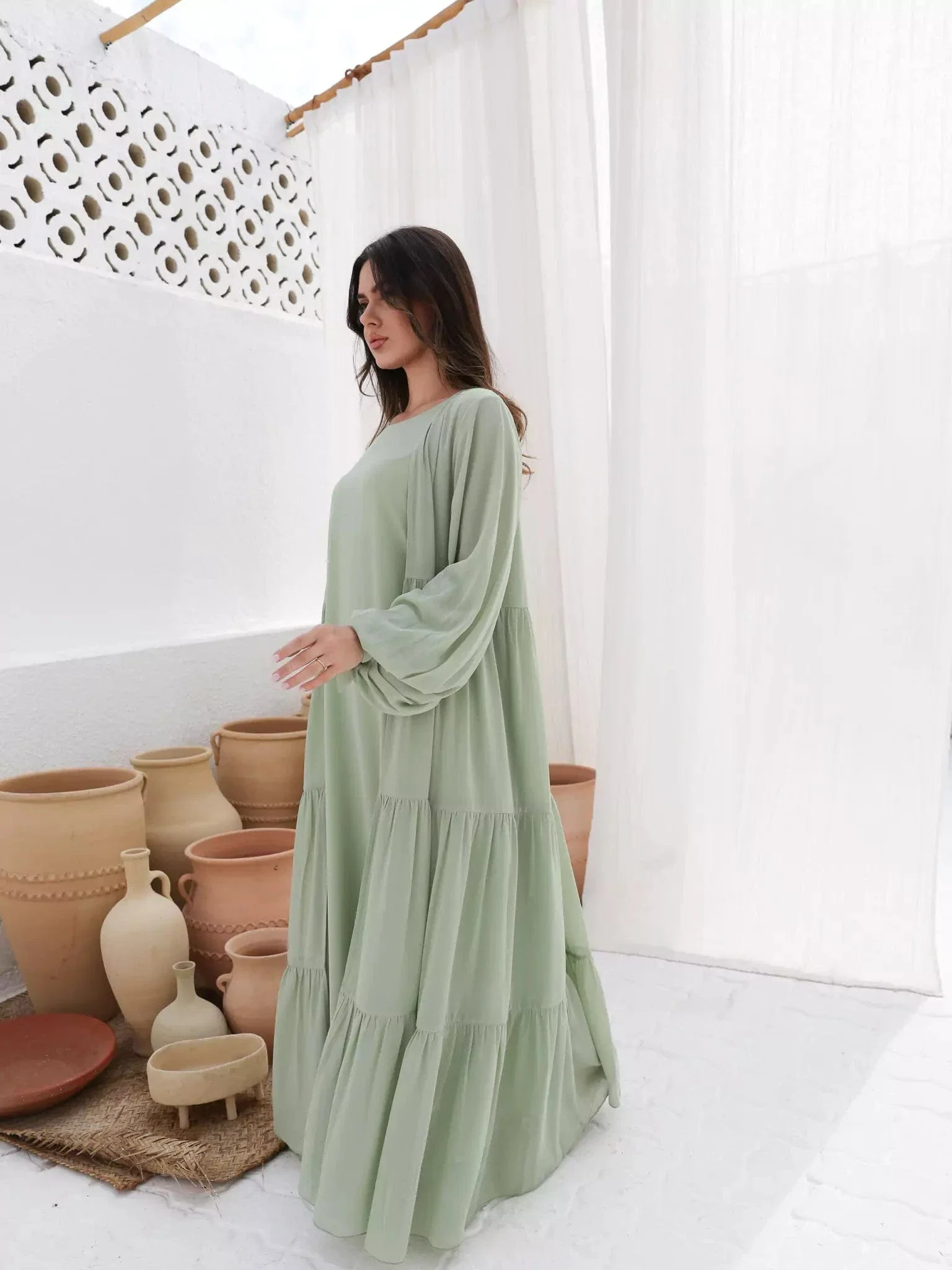 Fiora Green Dress and Upper - Image 5