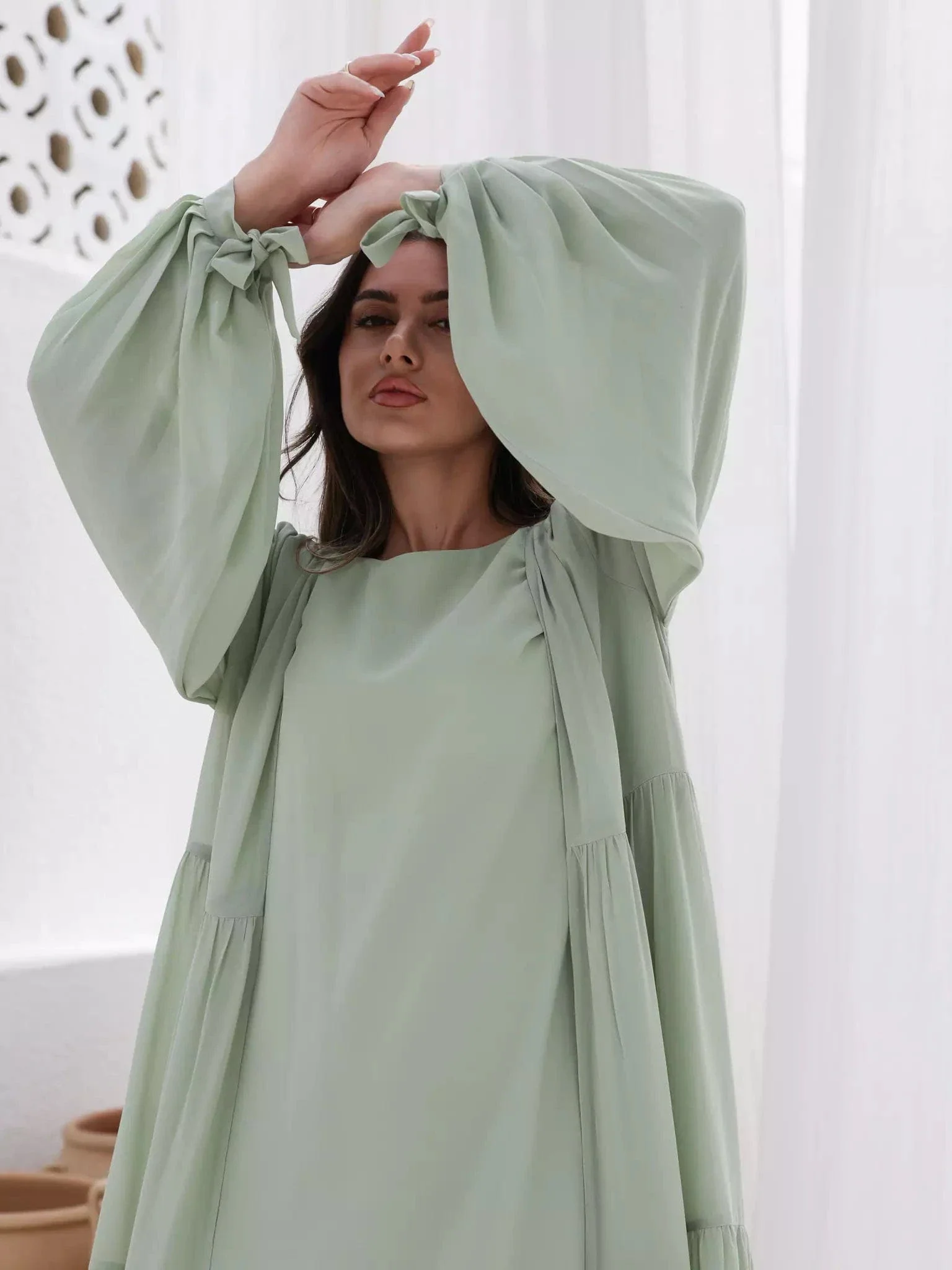 Fiora Green Dress and Upper - Image 6