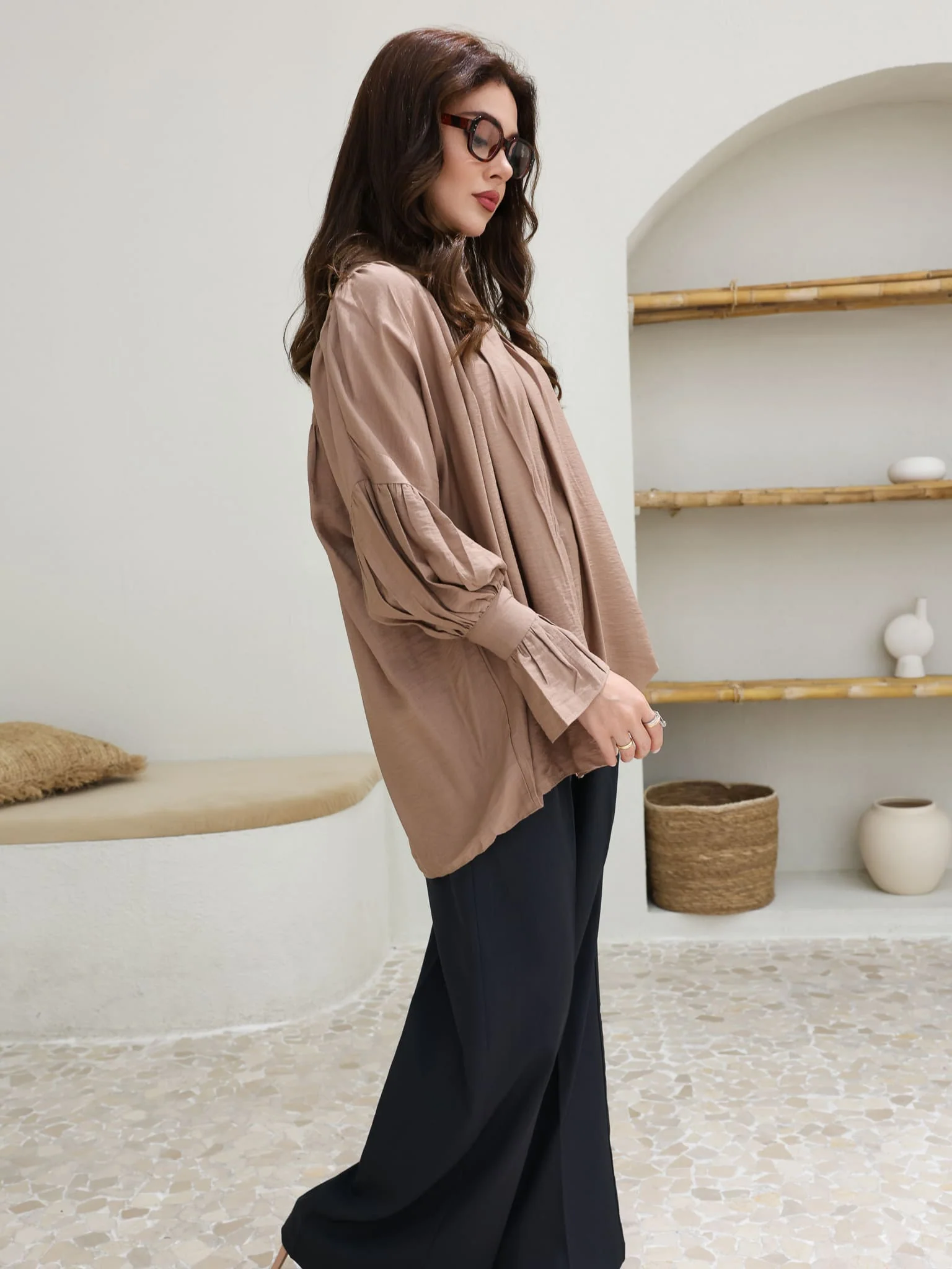 Flara Beige Button Down Shirt - Image 4