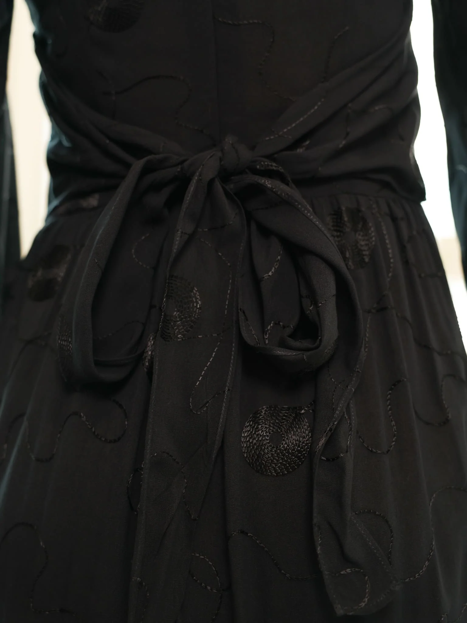 Floraison Black Embroidered Long Dress - Image 4