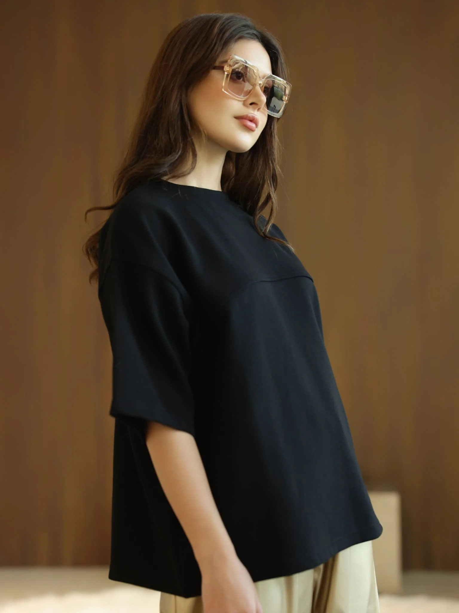 Flumie Black Drop Shoulder Shirt - Image 8