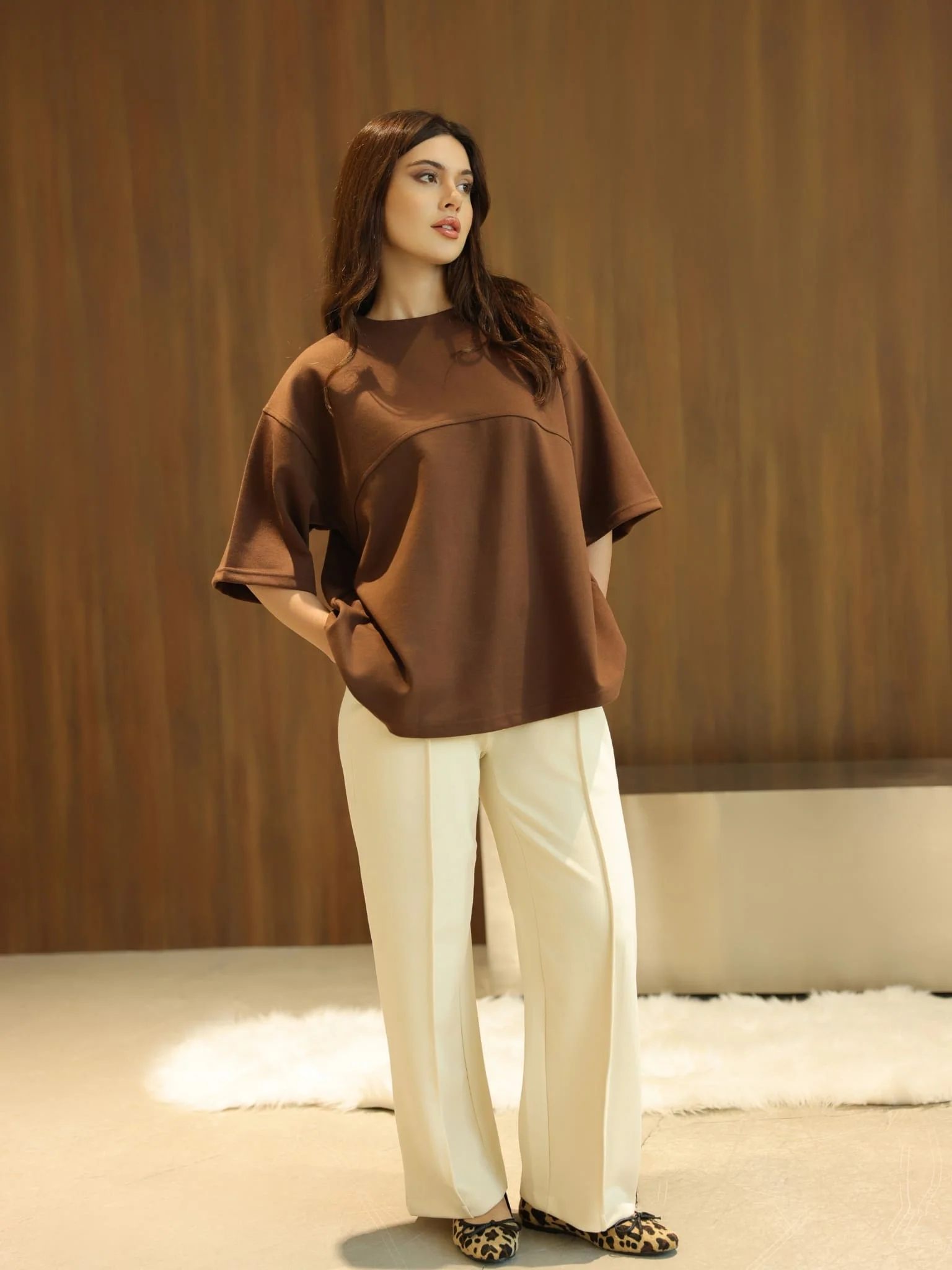 Flumie Brown Drop Shoulder Shirt - Image 3