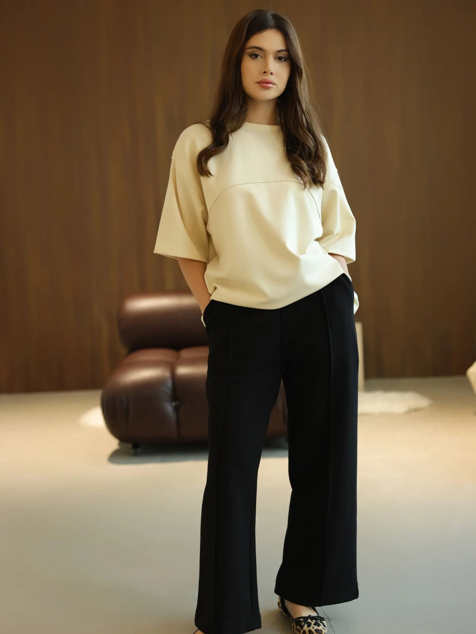 Flumie Cream Drop Shoulder Shirt - Image 10