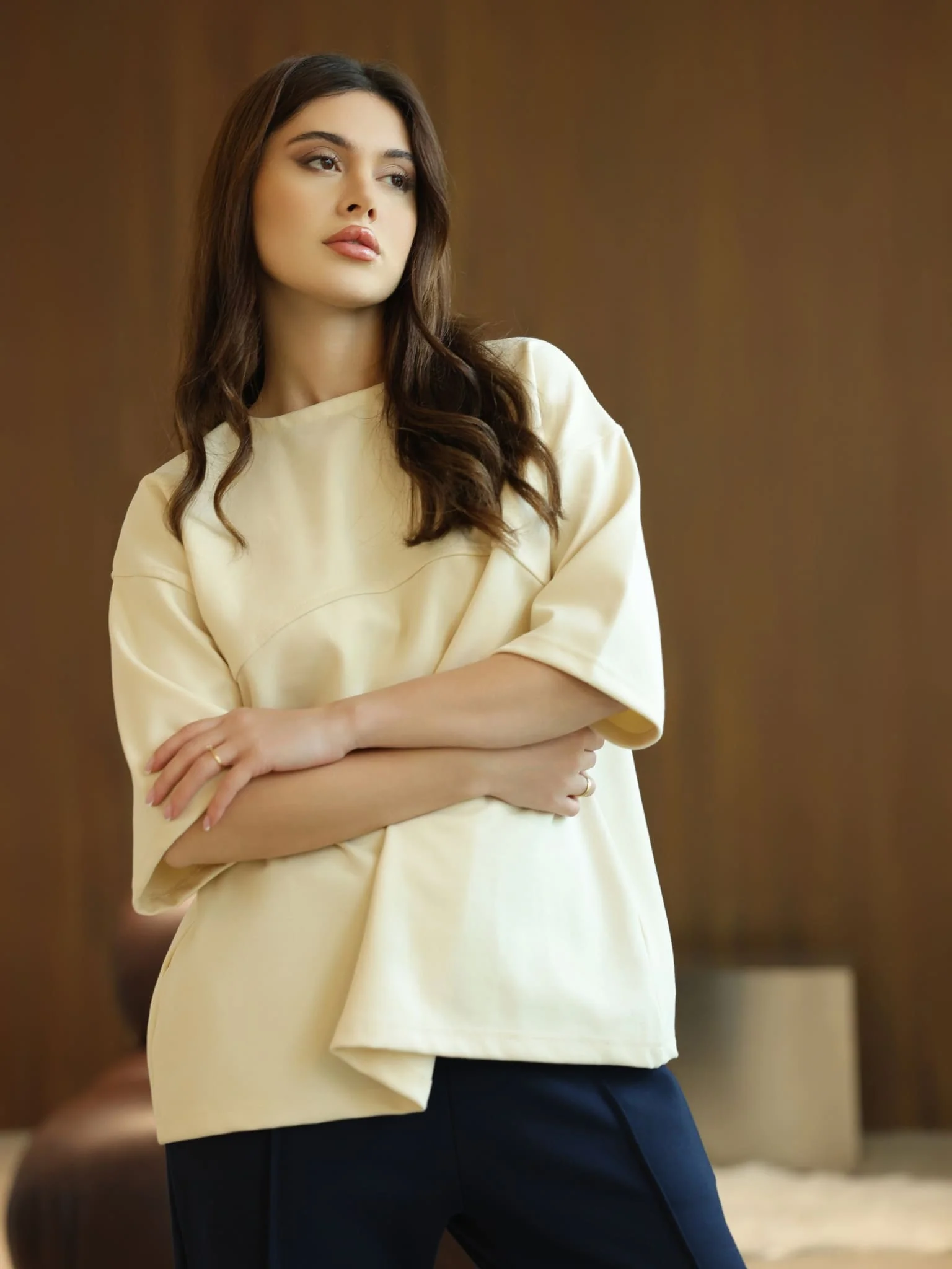 Flumie Cream Drop Shoulder Shirt - Image 4