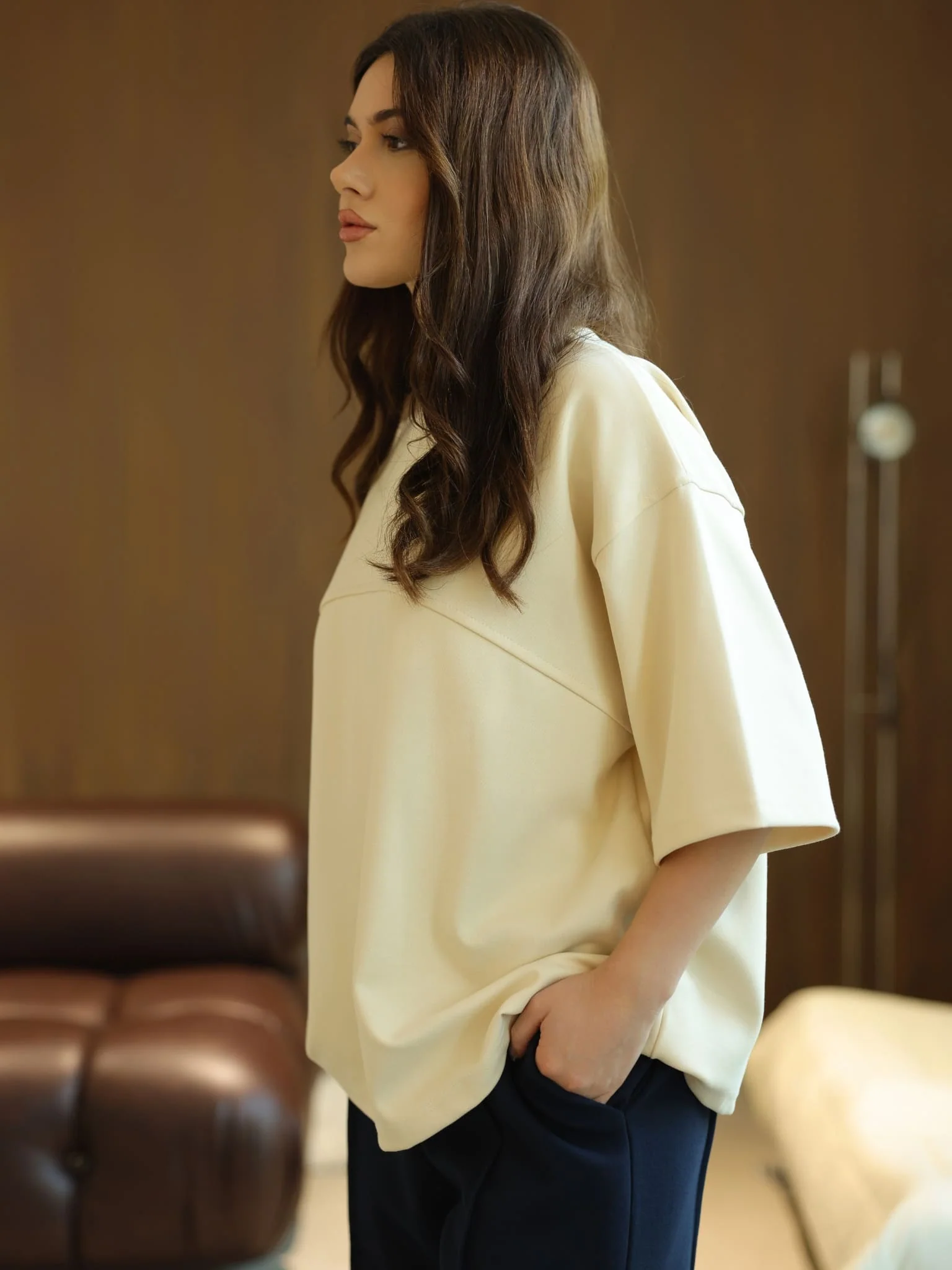 Flumie Cream Drop Shoulder Shirt - Image 5