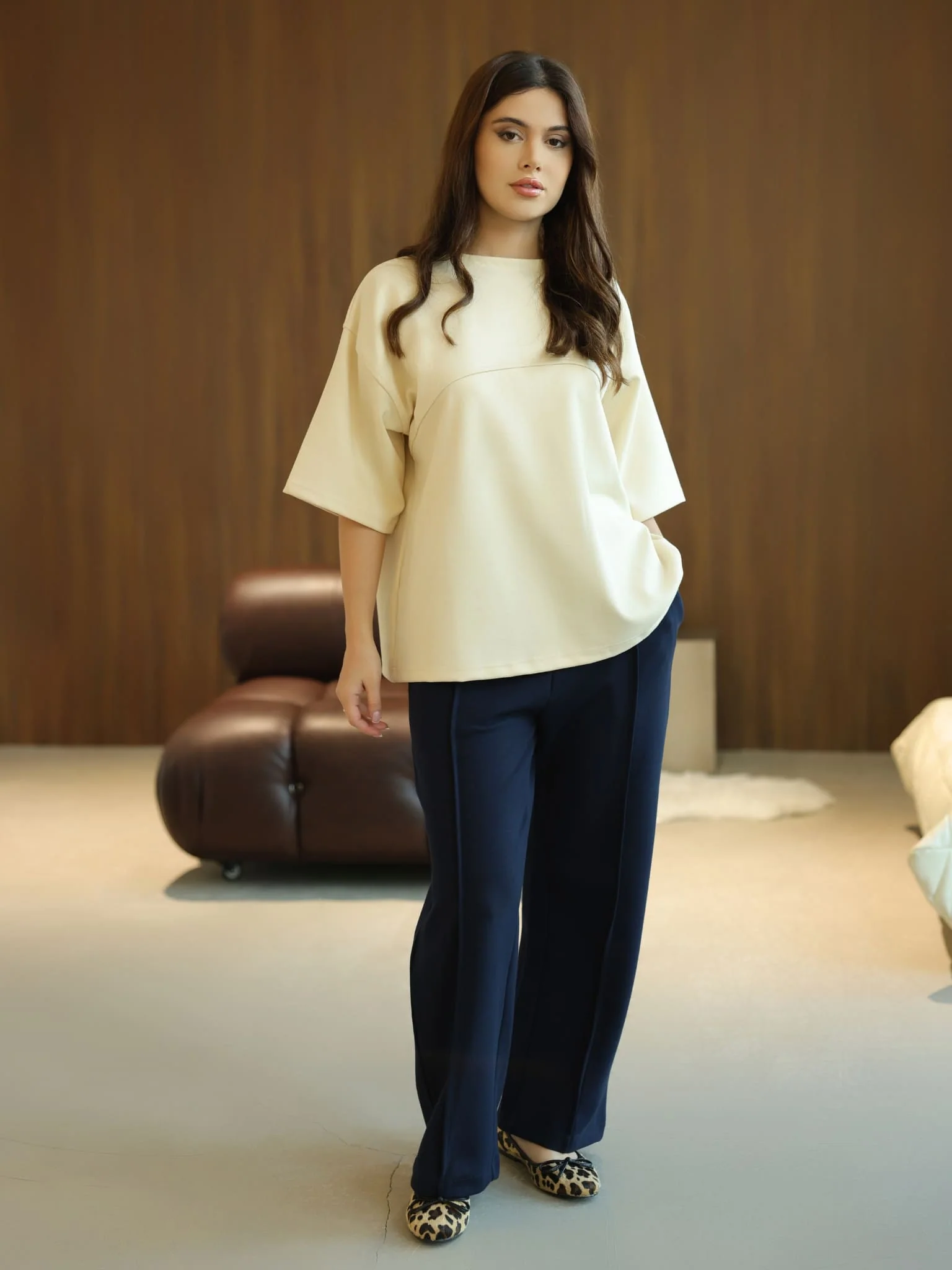Flumie Cream Drop Shoulder Shirt - Image 7