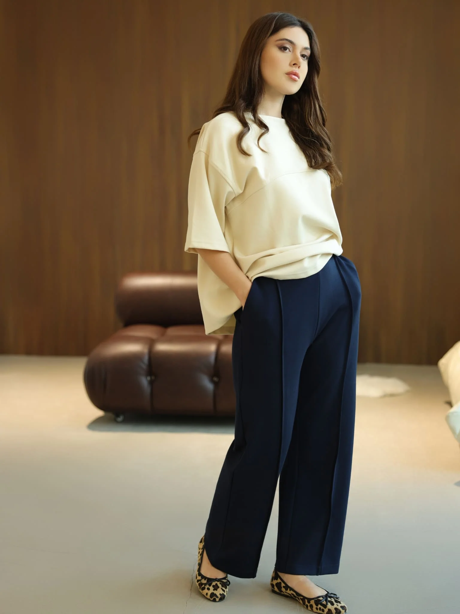 Flumie Cream Drop Shoulder Shirt - Image 9