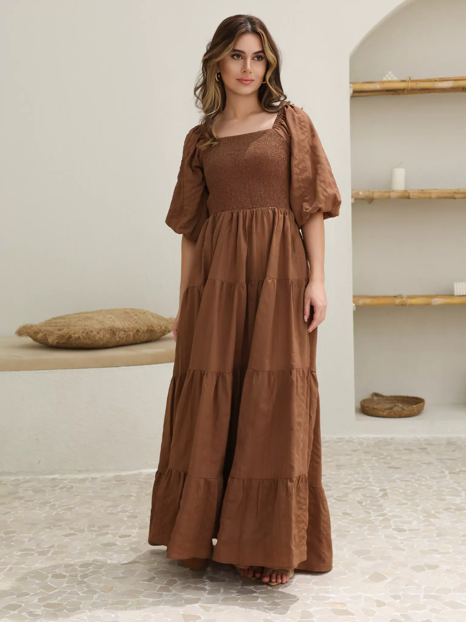 Forever Love Brown Smocked Dress