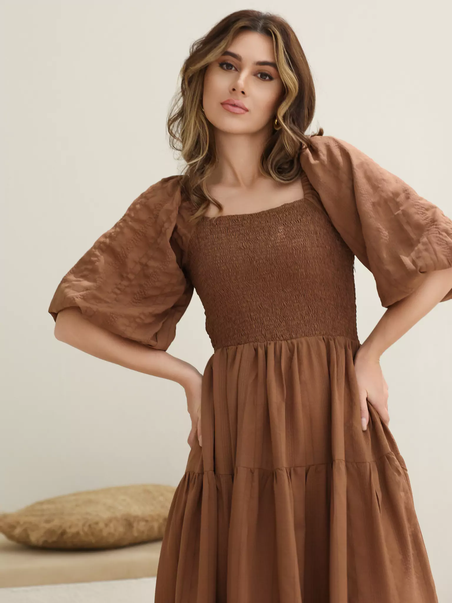 Forever Love Brown Smocked Dress - Image 2