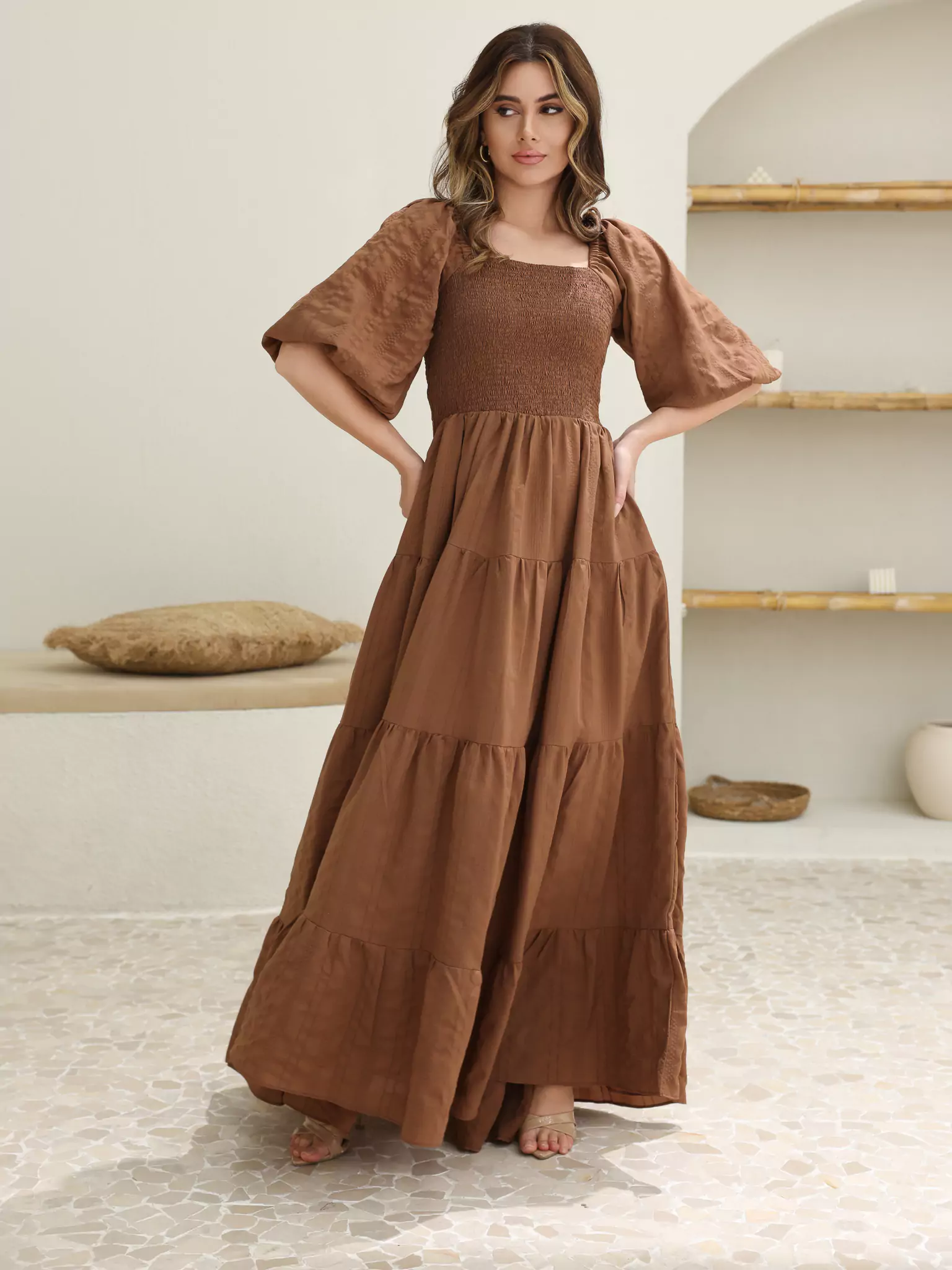 Forever Love Brown Smocked Dress - Image 4