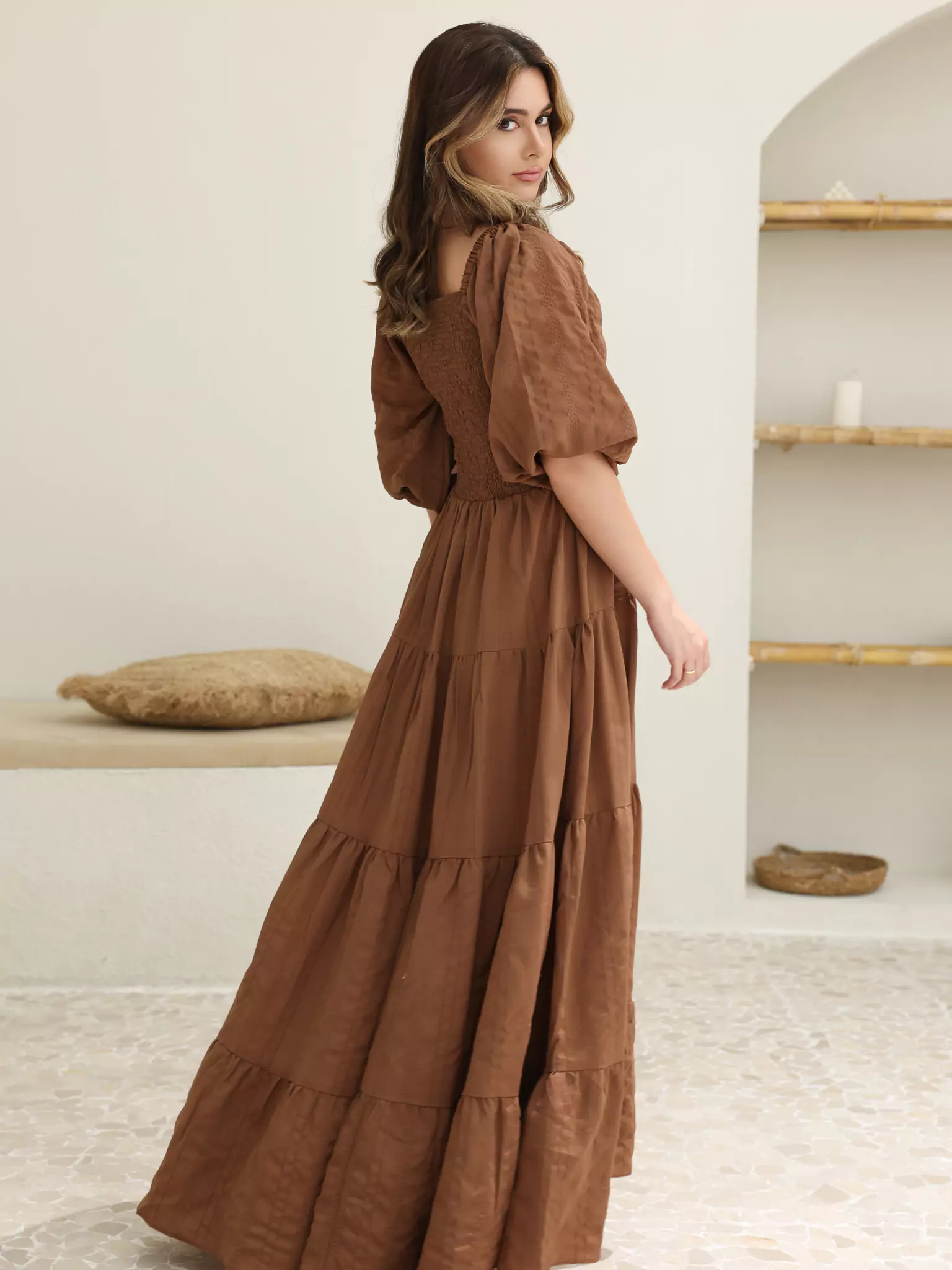 Forever Love Brown Smocked Dress - Image 5