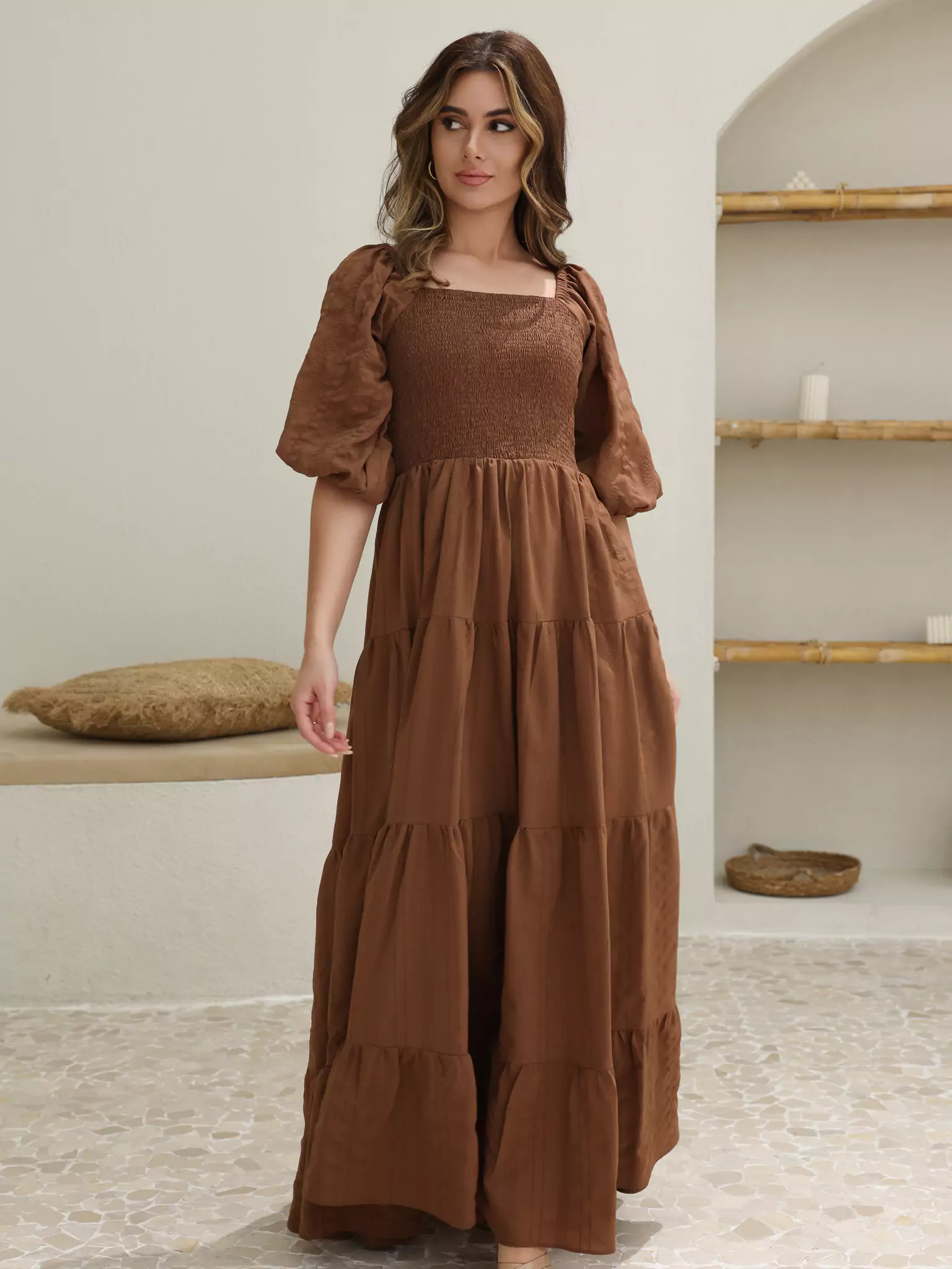 Forever Love Brown Smocked Dress - Image 6