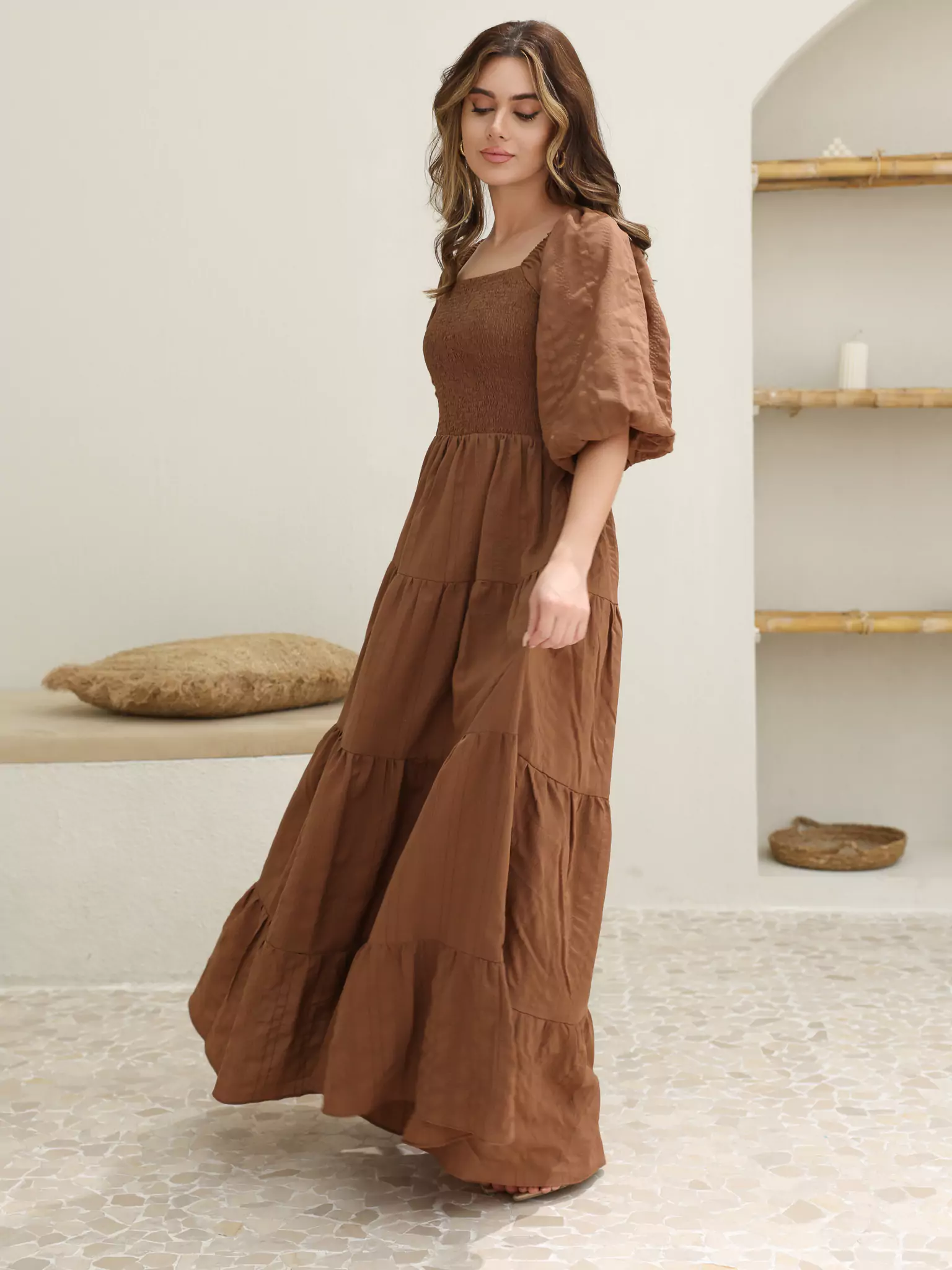 Forever Love Brown Smocked Dress - Image 7