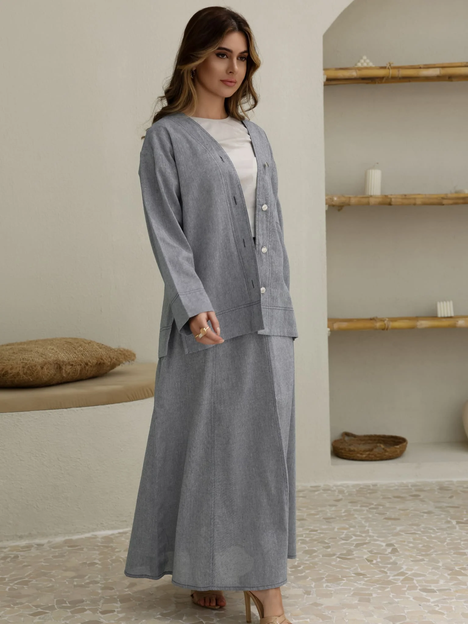 Grey Skye Skirt And Shirt Co Ord Set - Image 3