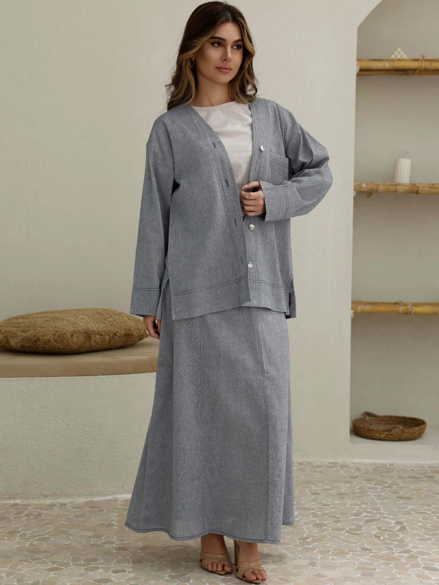 Grey Skye Skirt And Shirt Co Ord Set - Image 8