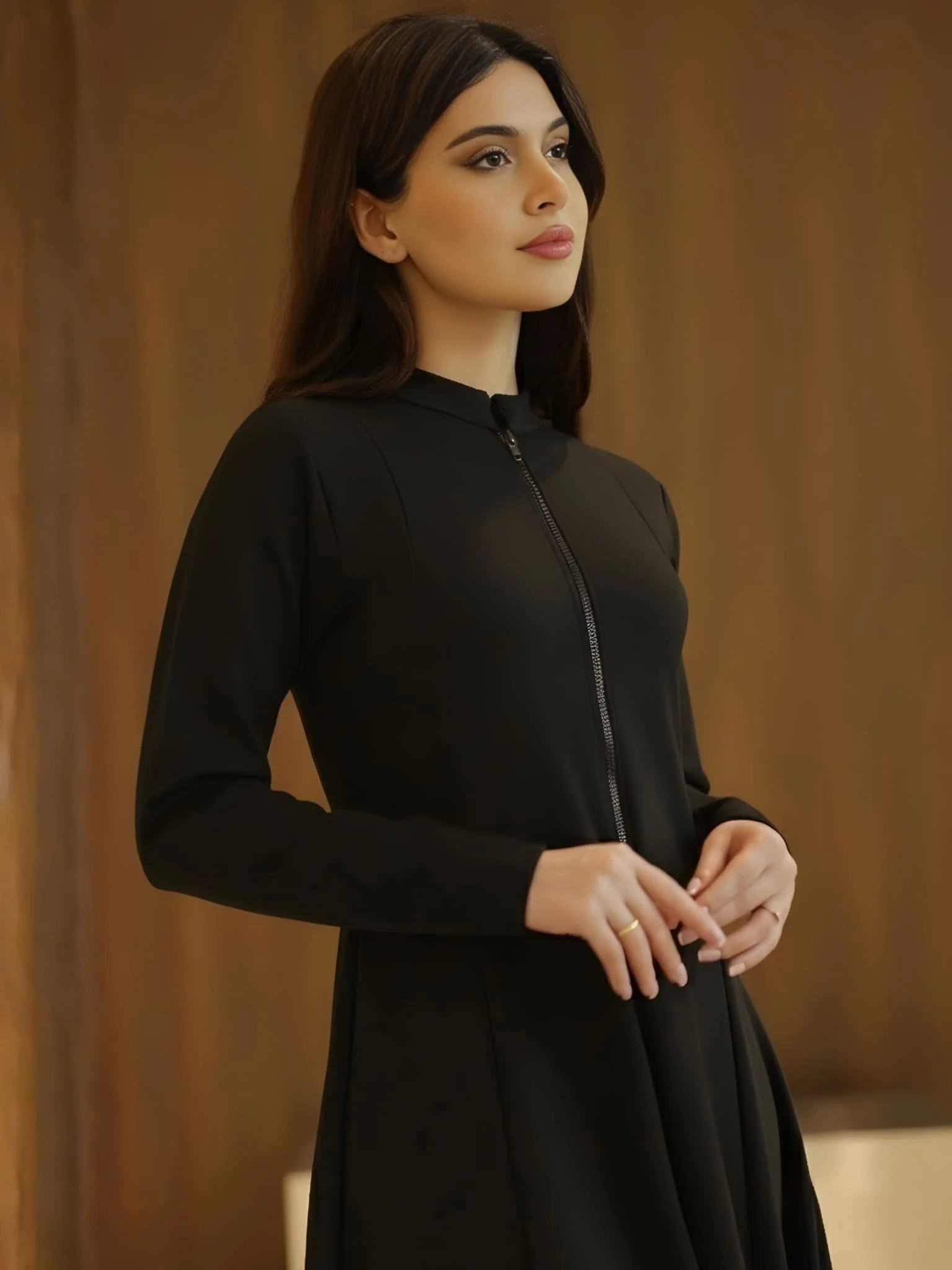 Haelin Panel Black Dress Full Sleeve - Image 2