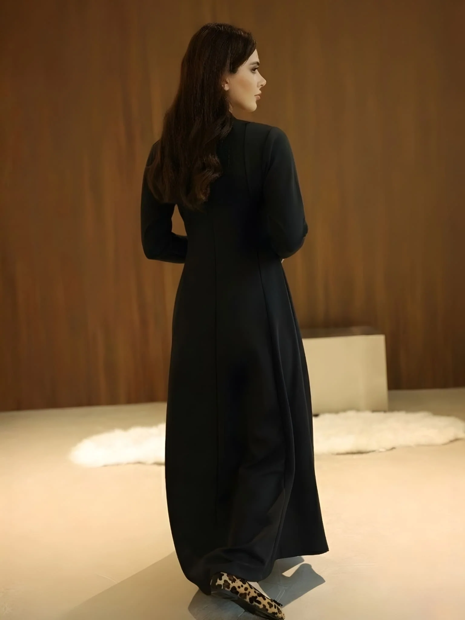 Haelin Panel Black Dress Full Sleeve - Image 3