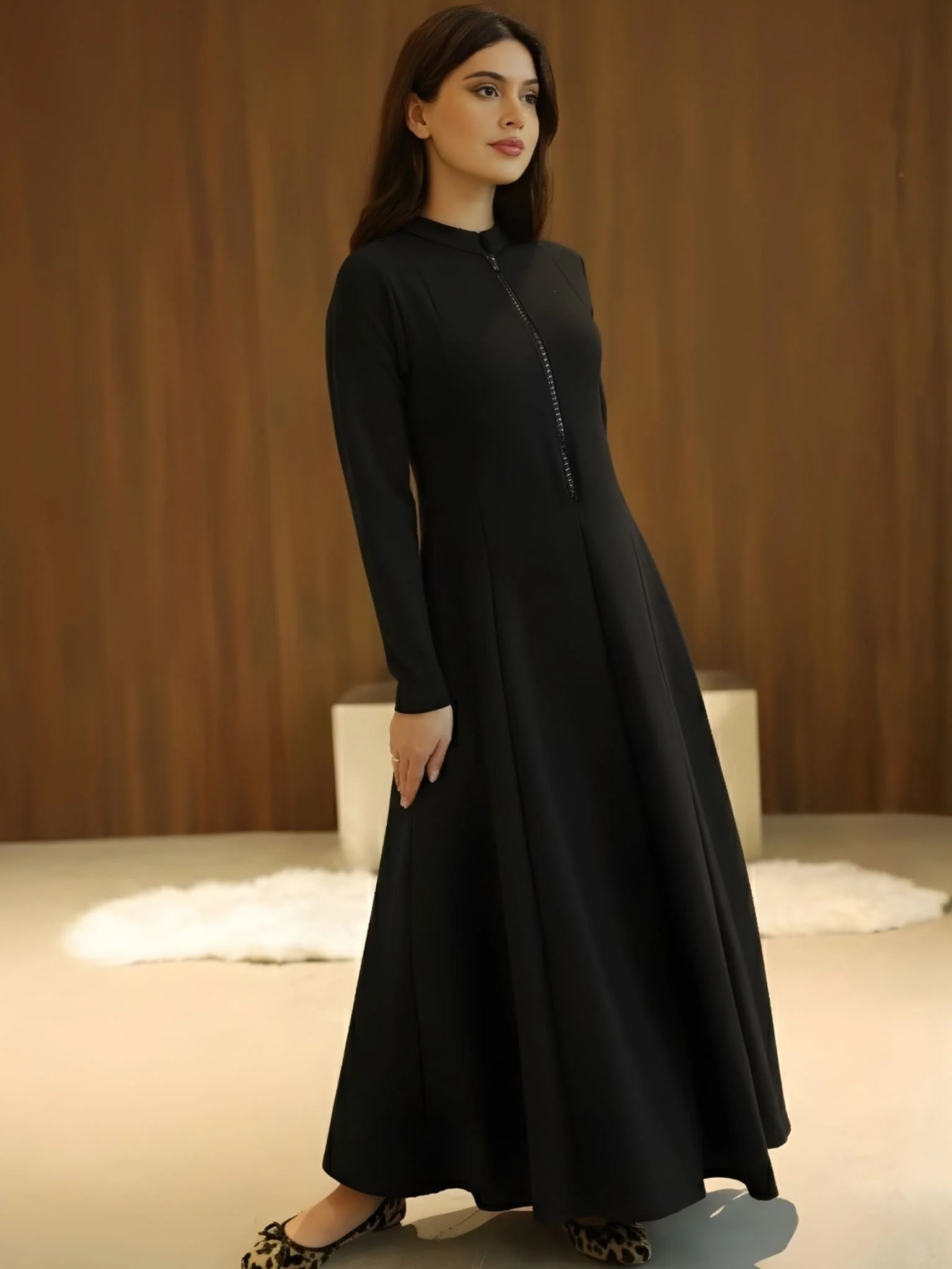 Haelin Panel Black Dress Full Sleeve - Image 4