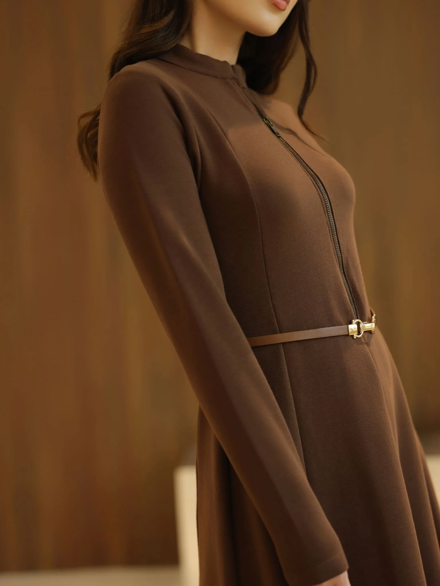 Haelin Panel Brown Dress - Image 2