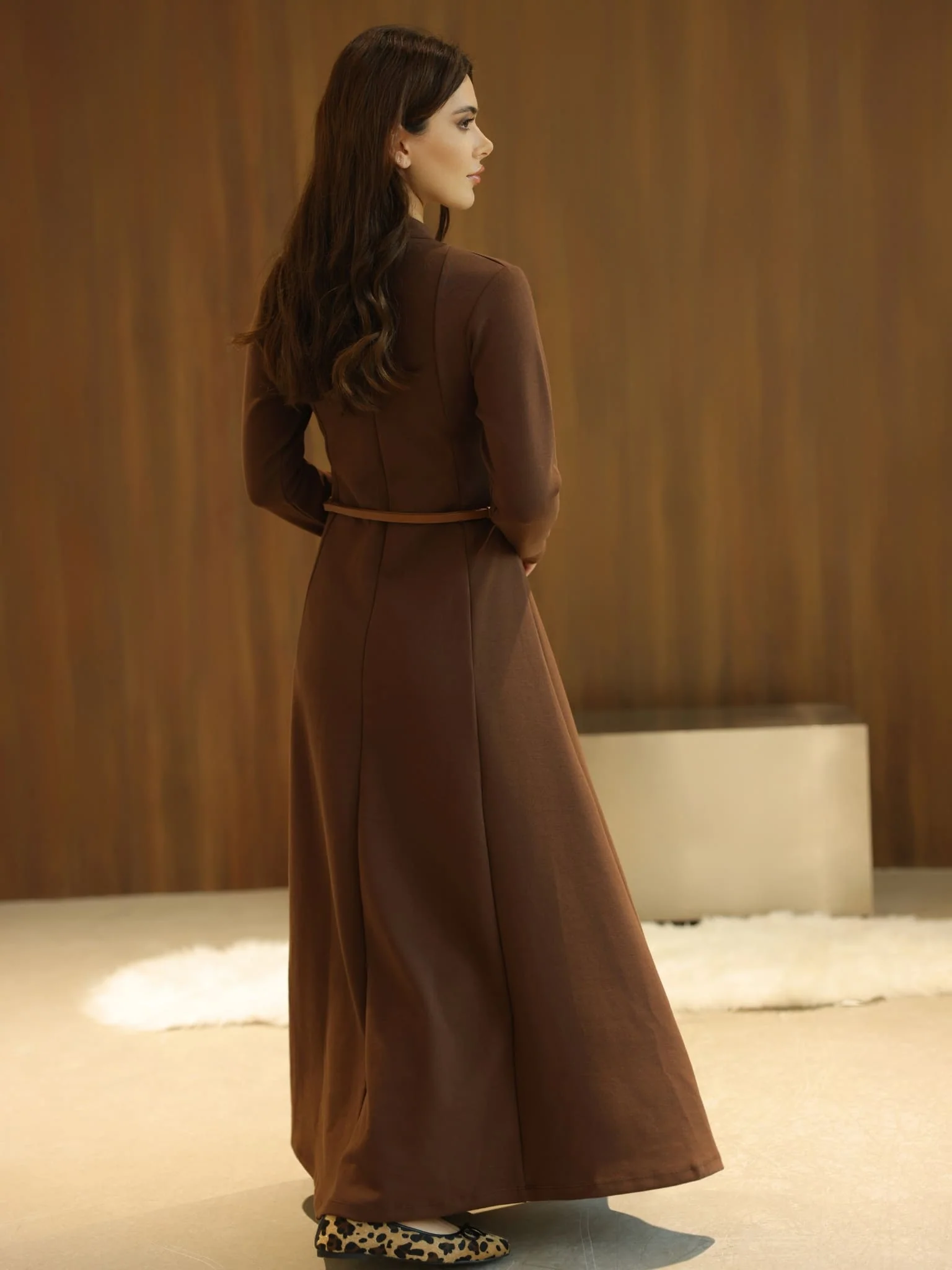 Haelin Panel Brown Dress - Image 3