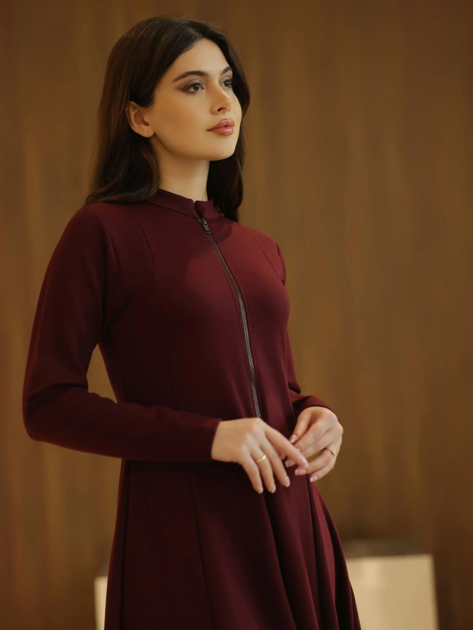 Haelin Panel Maroon Dress - Image 2