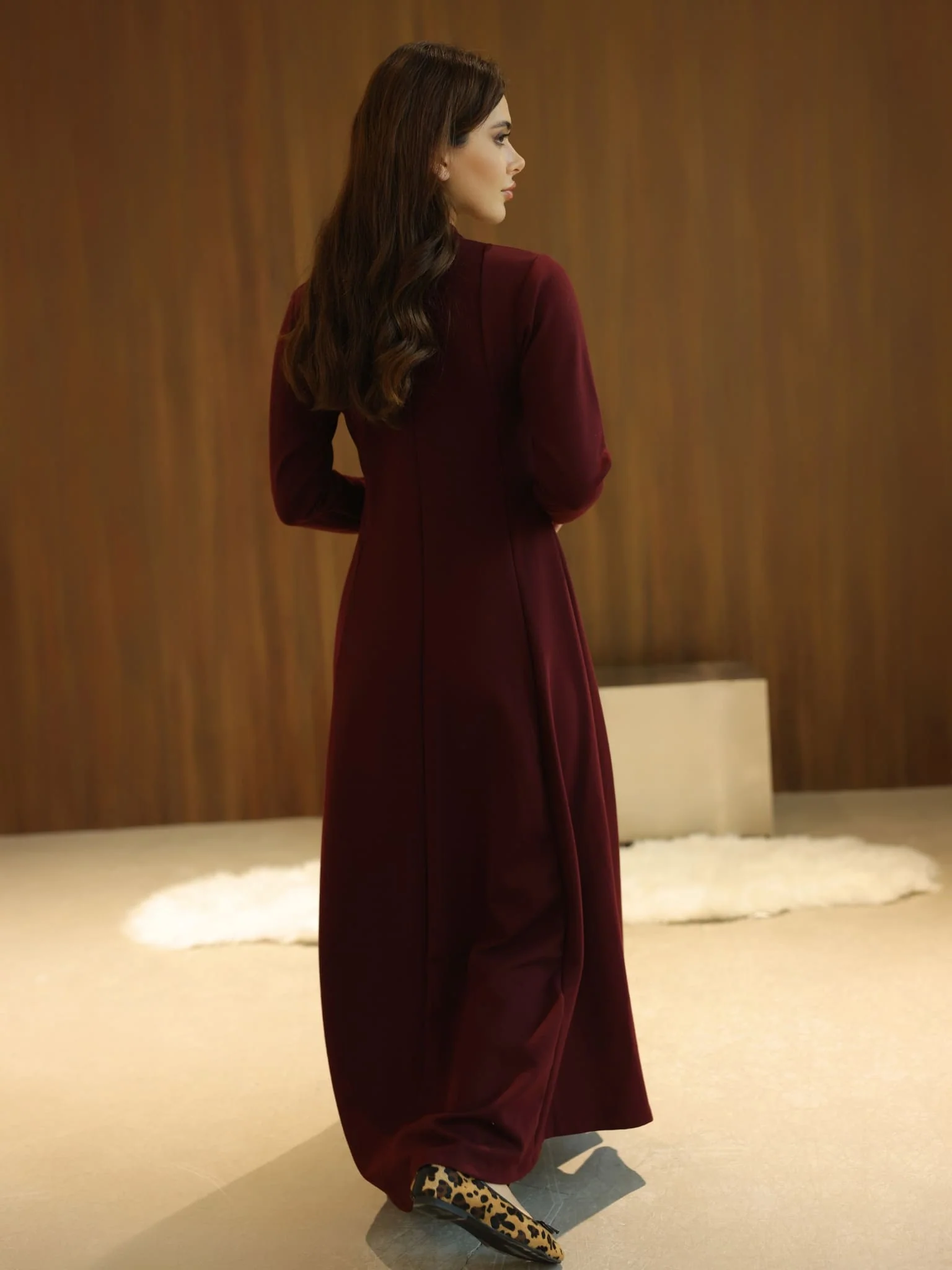 Haelin Panel Maroon Dress - Image 3