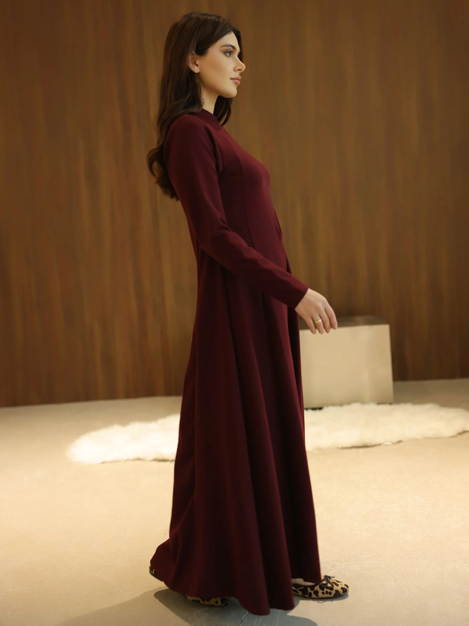 Haelin Panel Maroon Dress - Image 5
