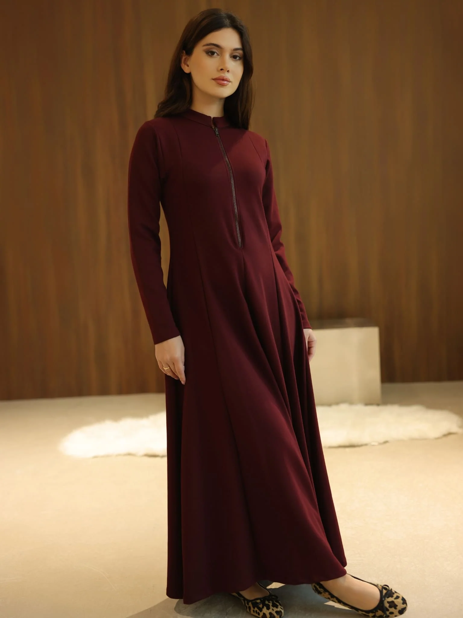 Haelin Panel Maroon Dress - Image 6