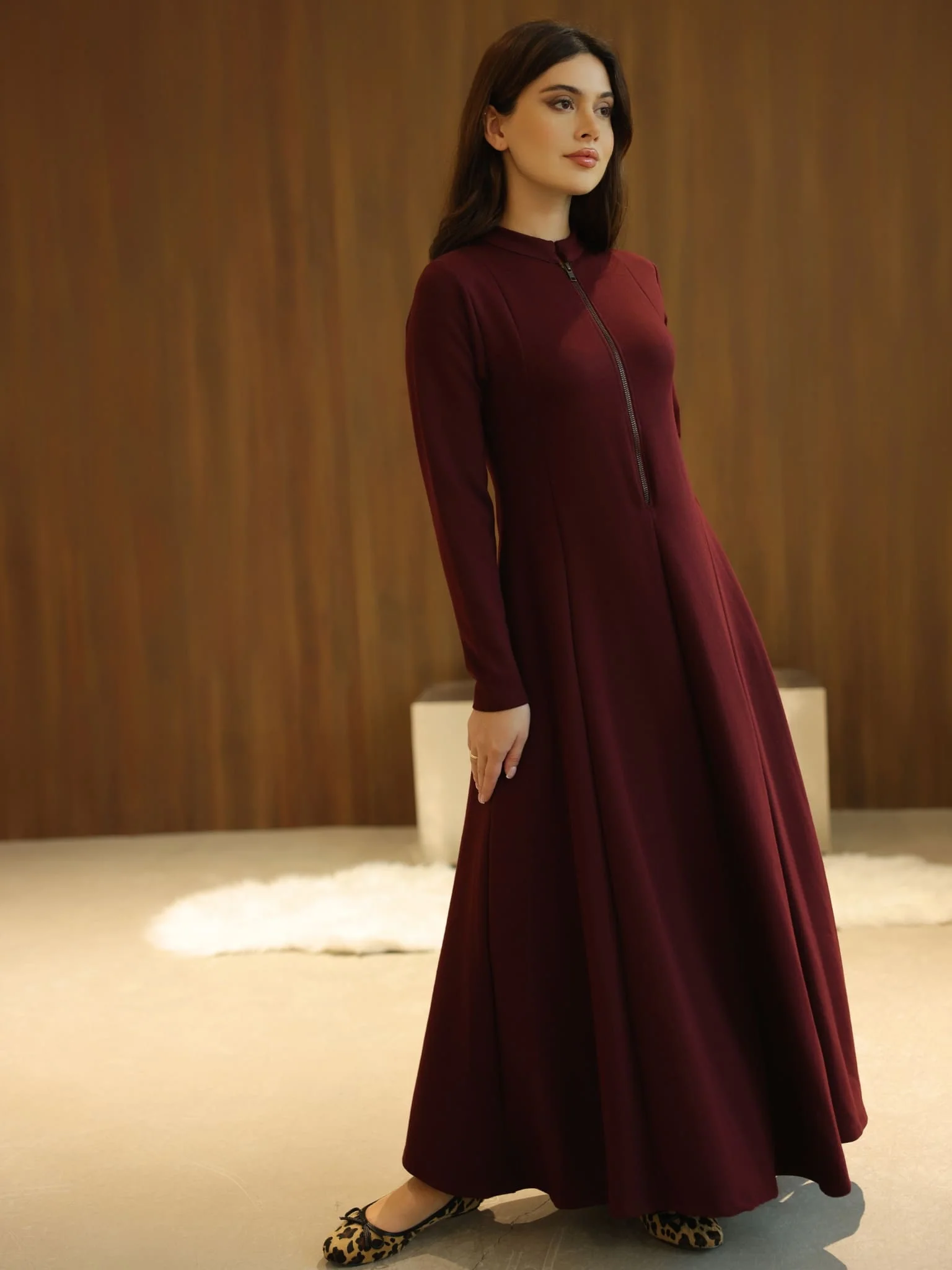 Haelin Panel Maroon Dress - Image 7