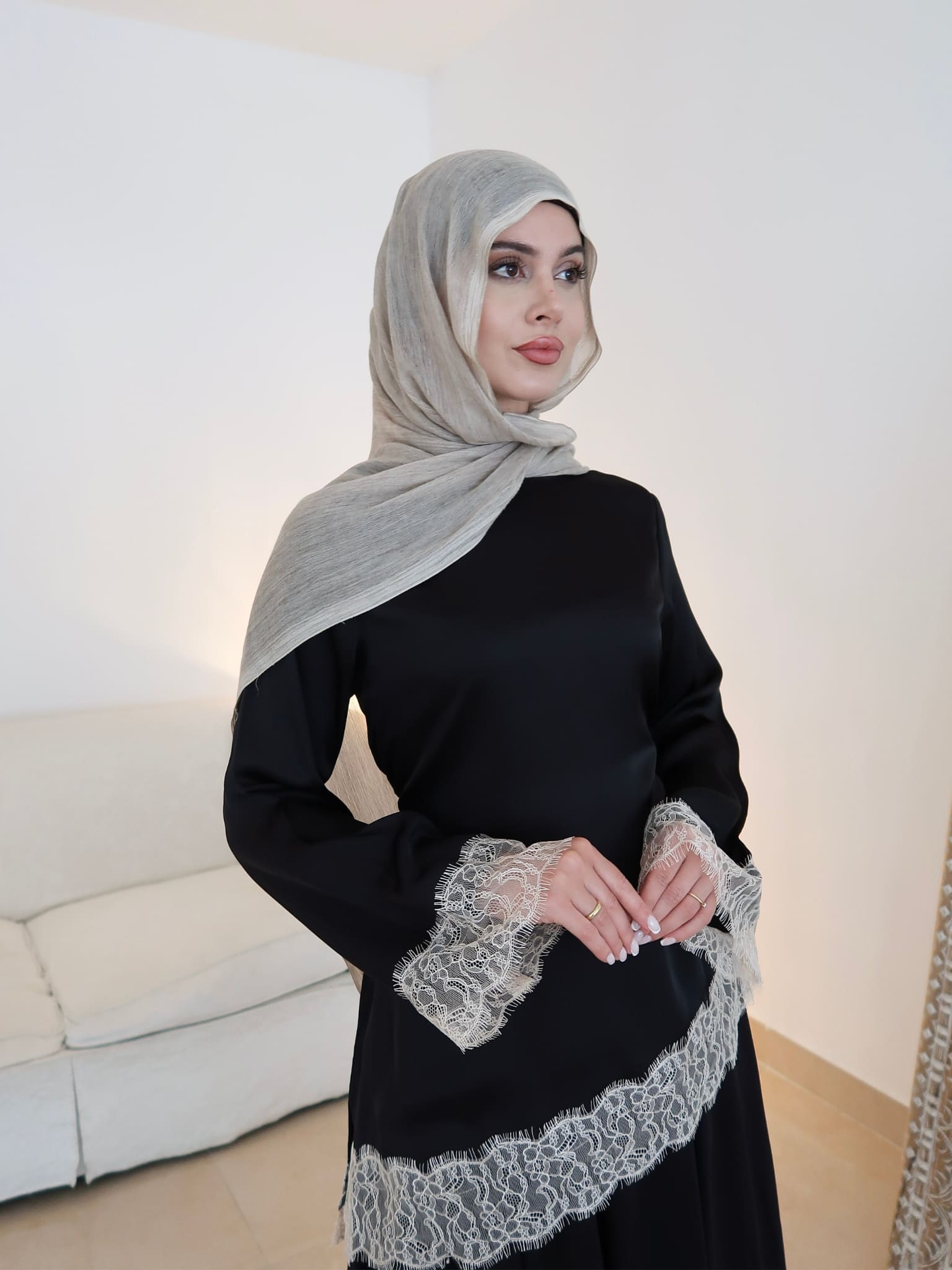 Harlyn Black And Cream Lace Shirt - Image 12