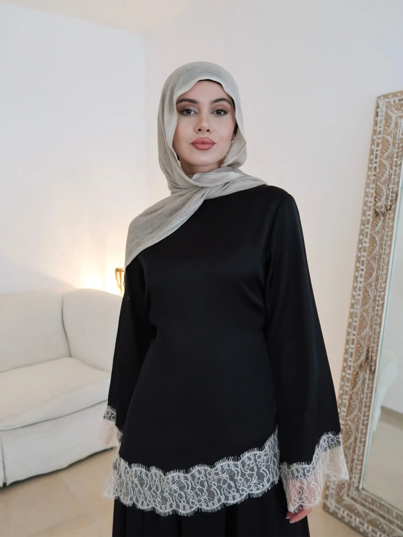 Harlyn Black And Cream Lace Shirt - Image 9
