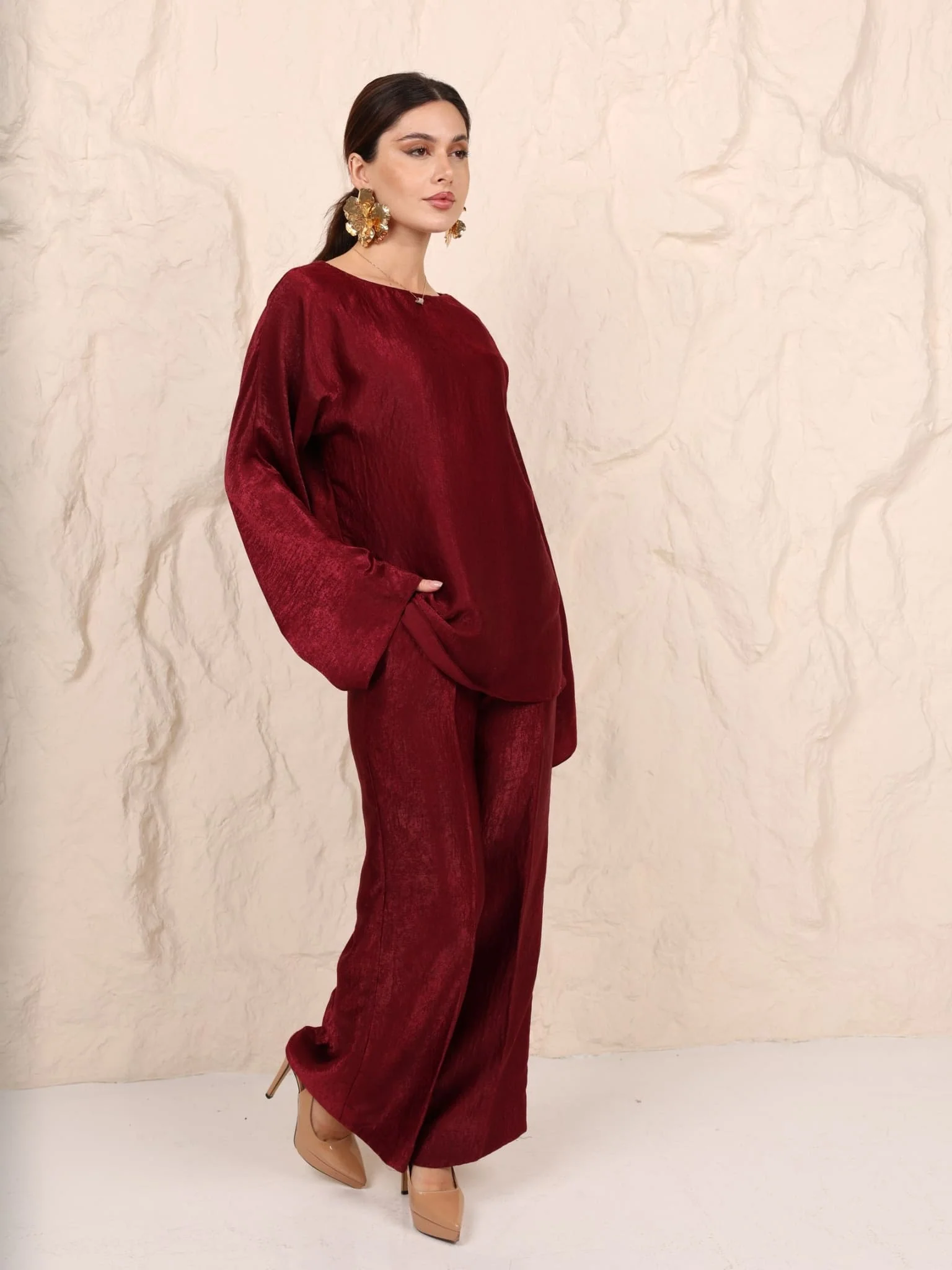 Hayze Maroon Soft Silk Shirt - Image 7