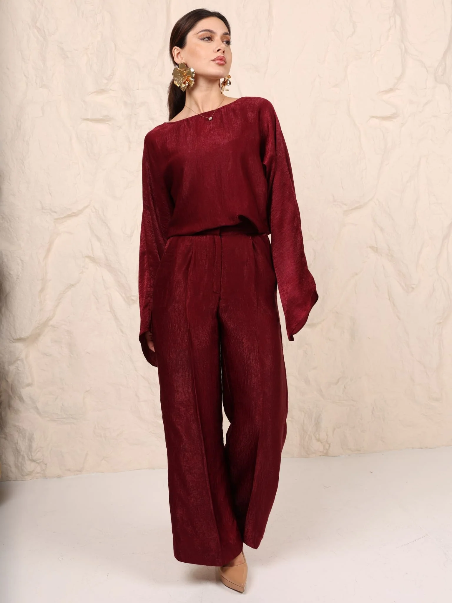 Hayze Maroon Soft Silk Shirt - Image 8