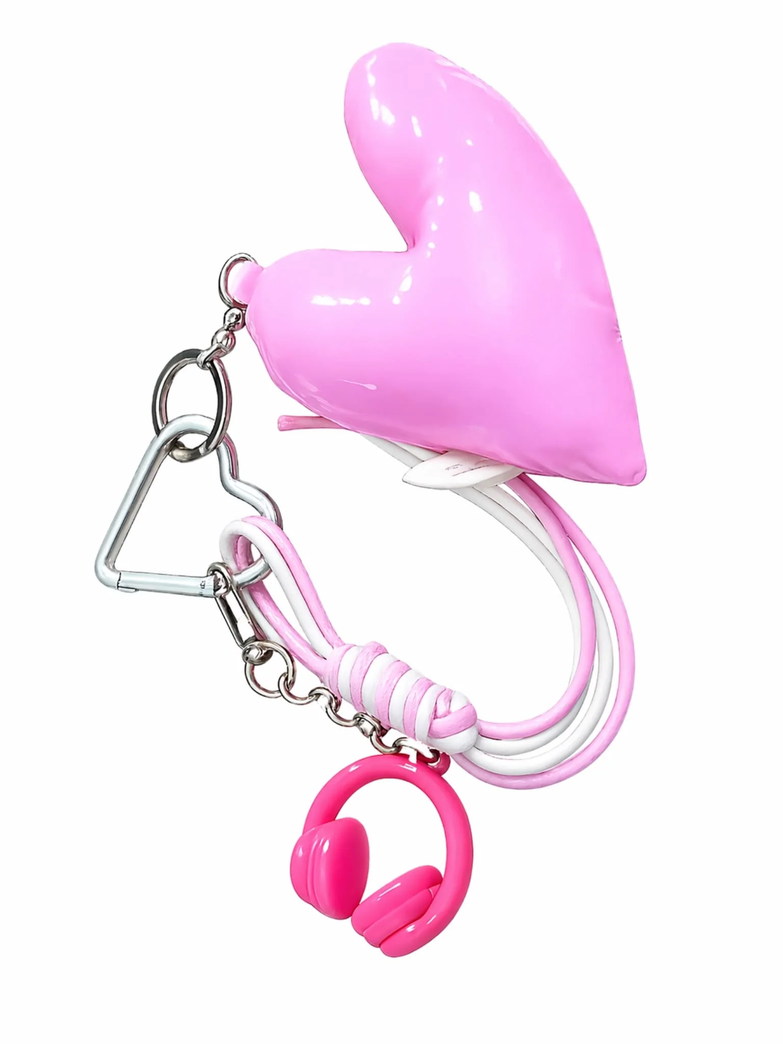 Heart Headphones Pink Bag Charm - Image 3
