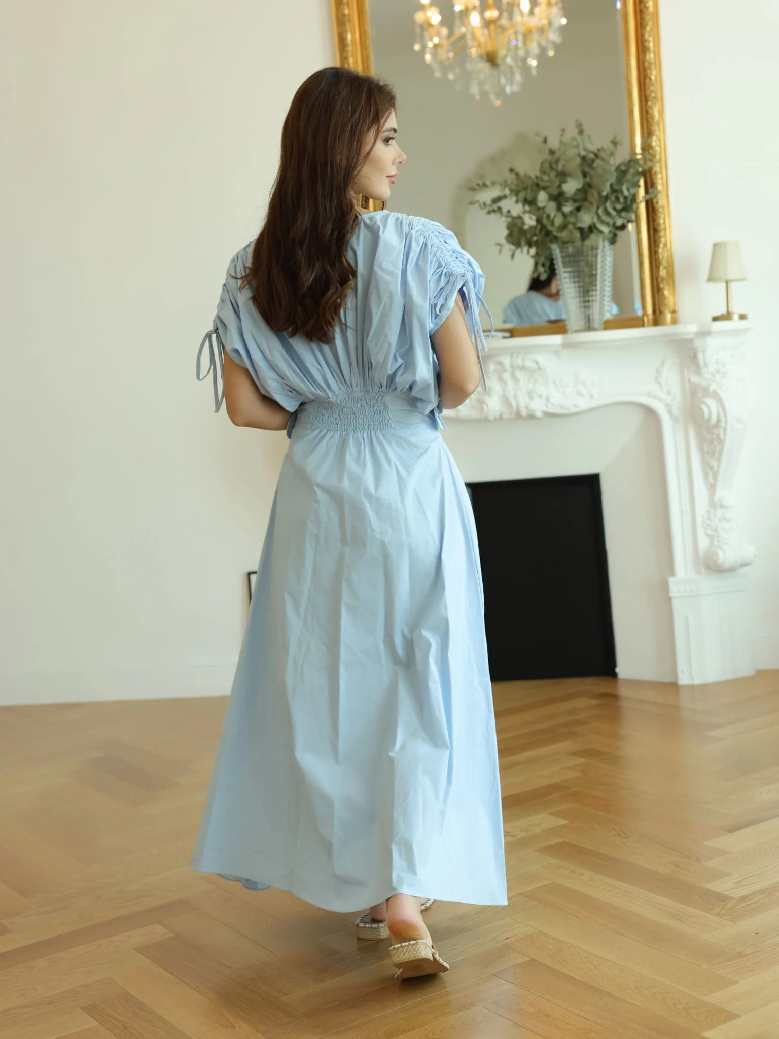 Icy Flora Pastel Blue 3d Flower Dress - Image 3