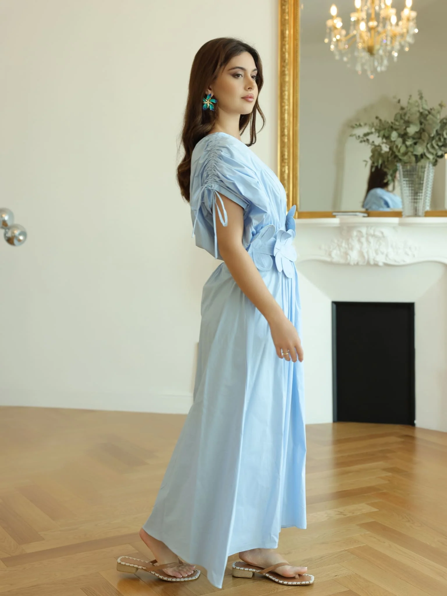 Icy Flora Pastel Blue 3d Flower Dress - Image 4