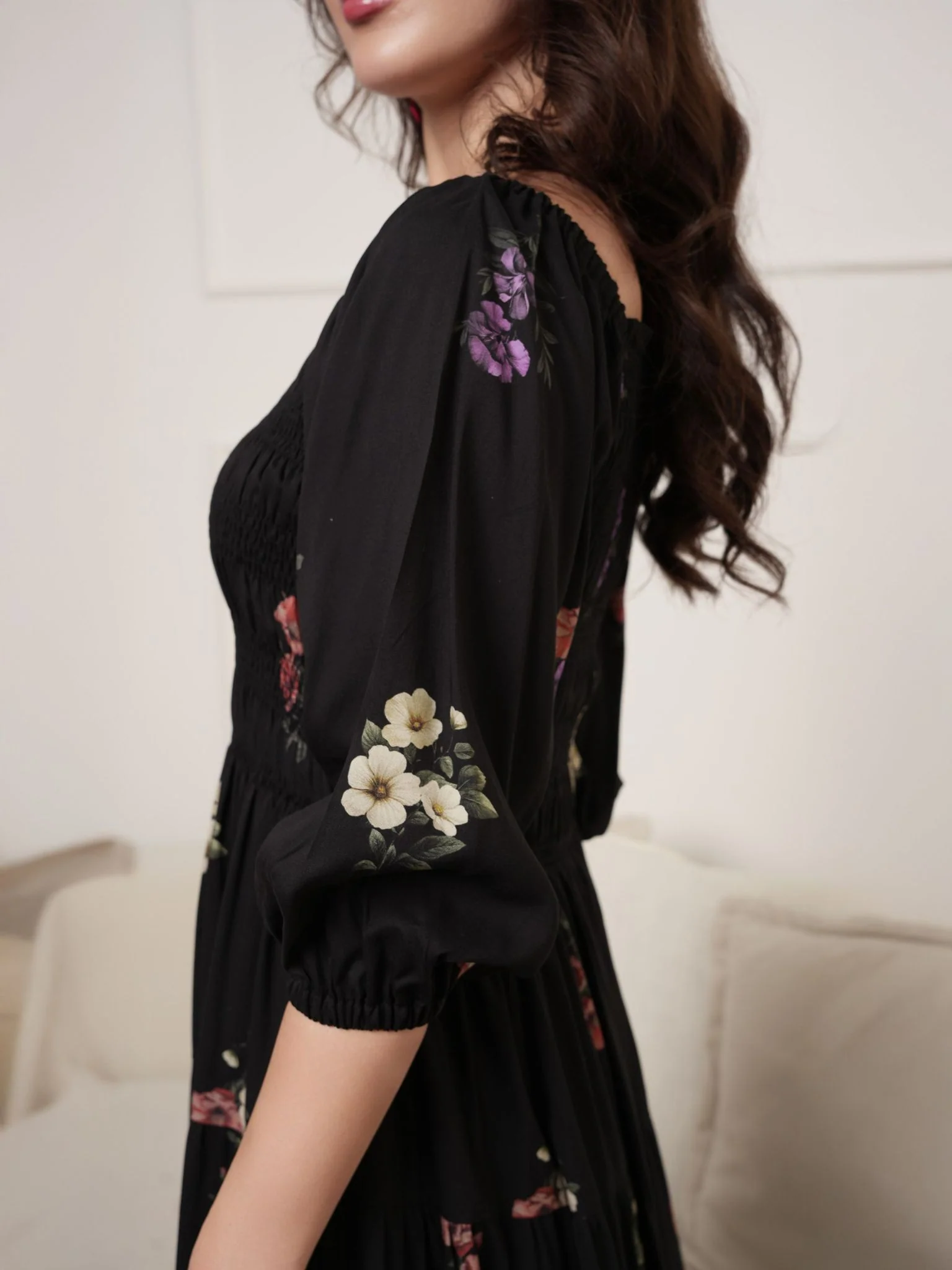 Ines Smock Black Printed Dress - Image 6