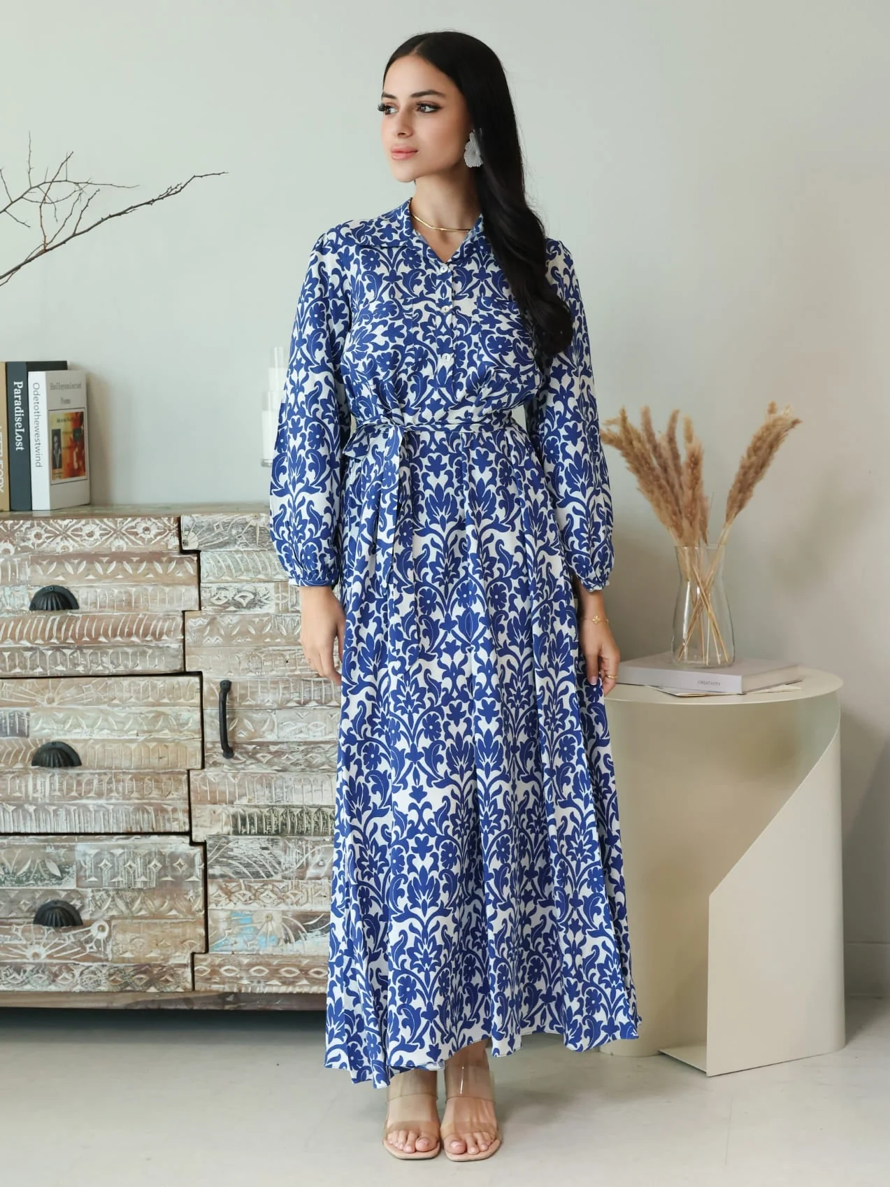 Inkris Blue Long Dress With Pockets