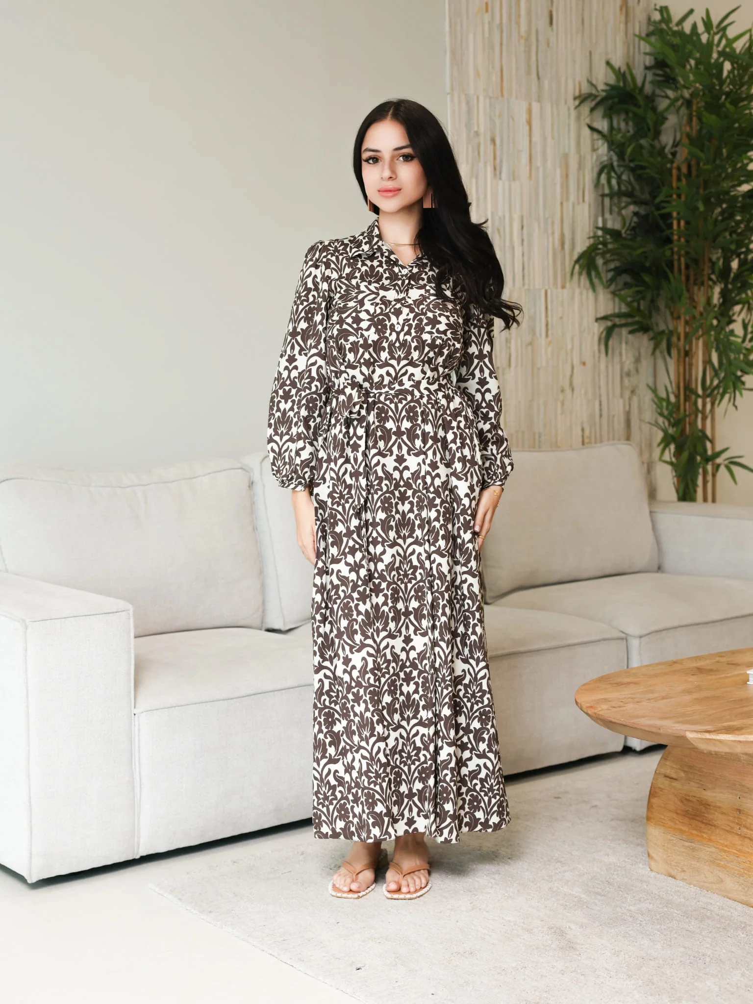 Inkris Brown Long Dress With Pockets