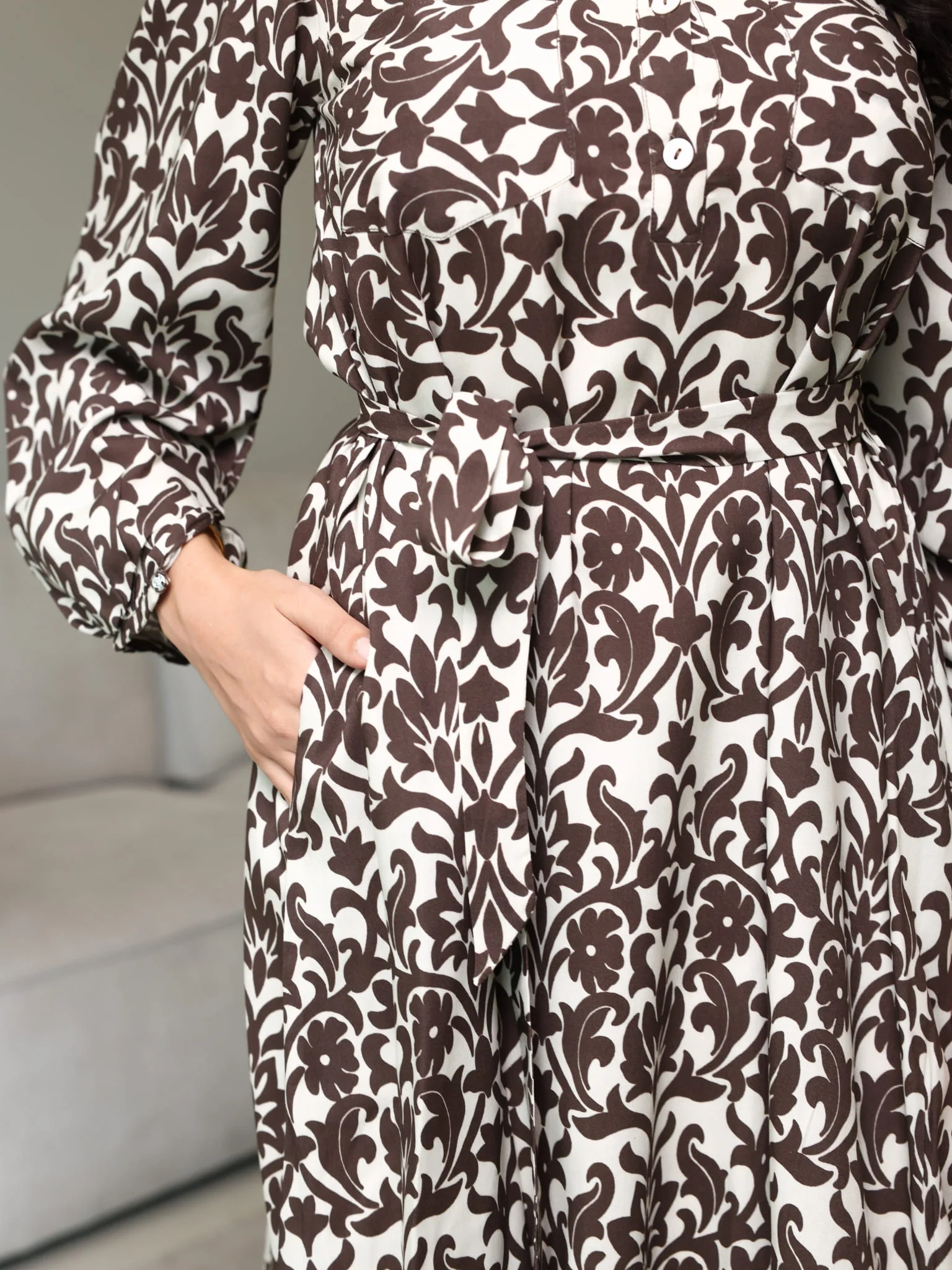 Inkris Brown Long Dress With Pockets - Image 4
